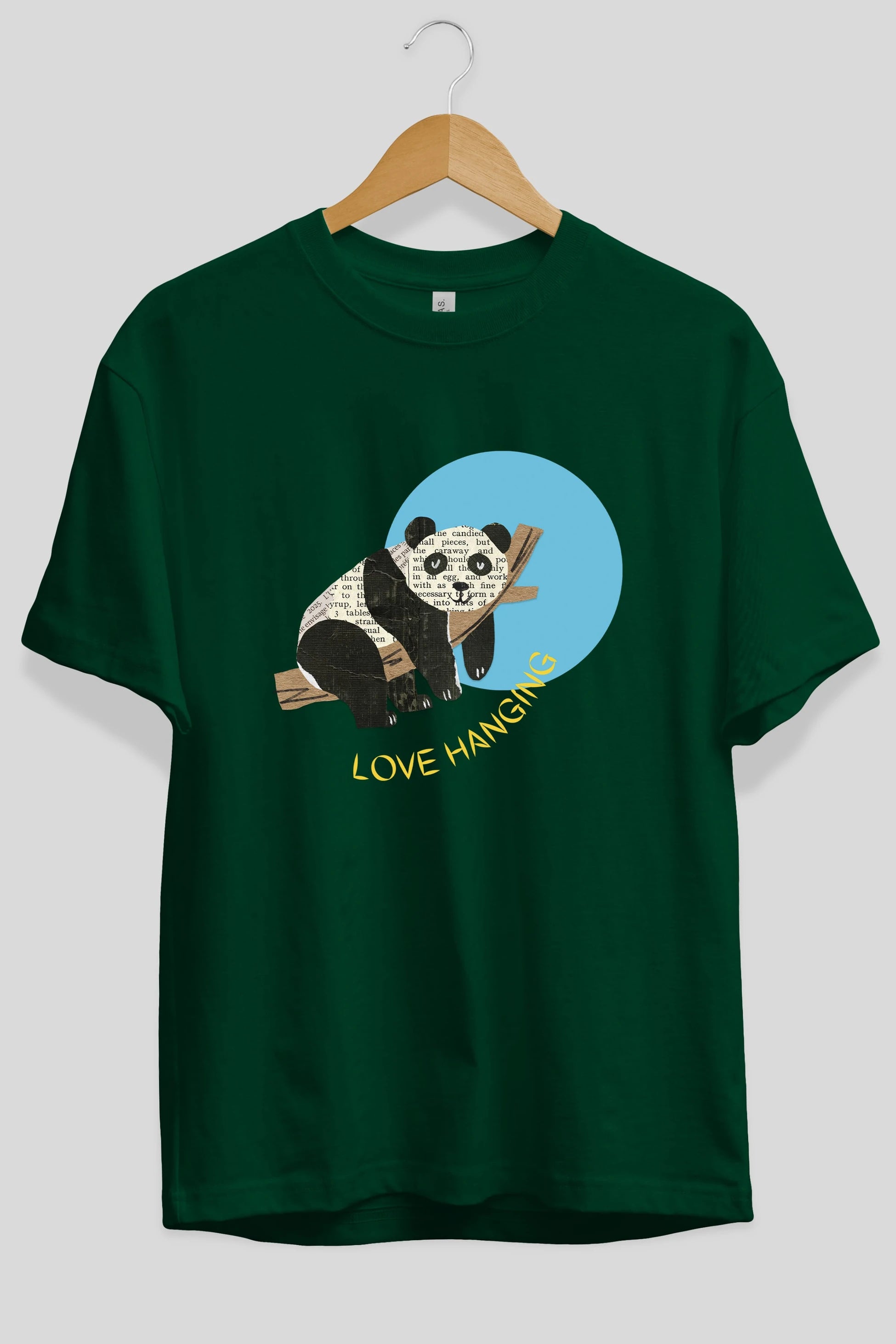 Panda Love Hanging Ön Baskılı Oversize t-shirt Erkek Kadın Unisex