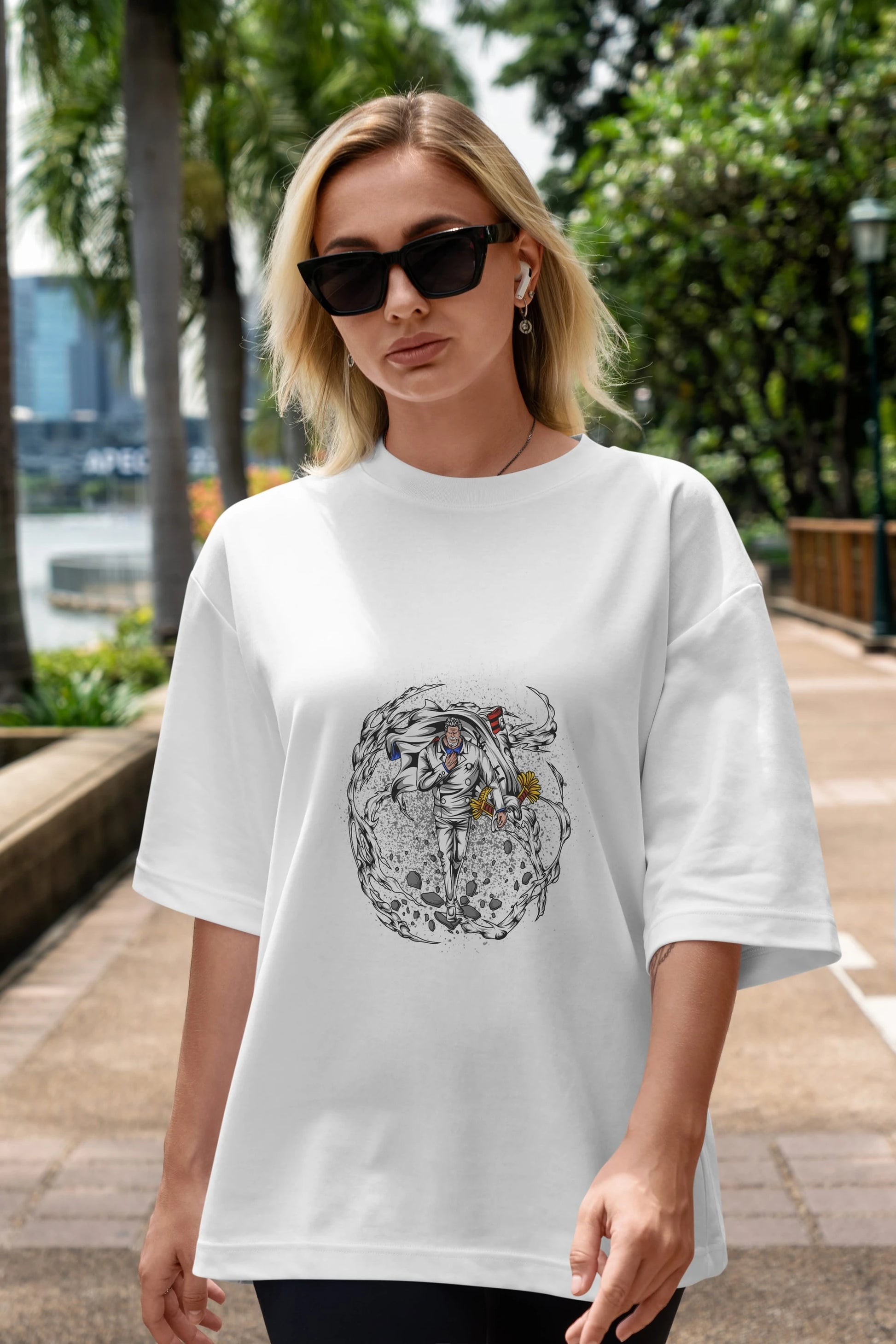 Monkey D. Garp Anime Ön Baskılı Oversize t-shirt %100 pamuk Erkek Kadın Unisex
