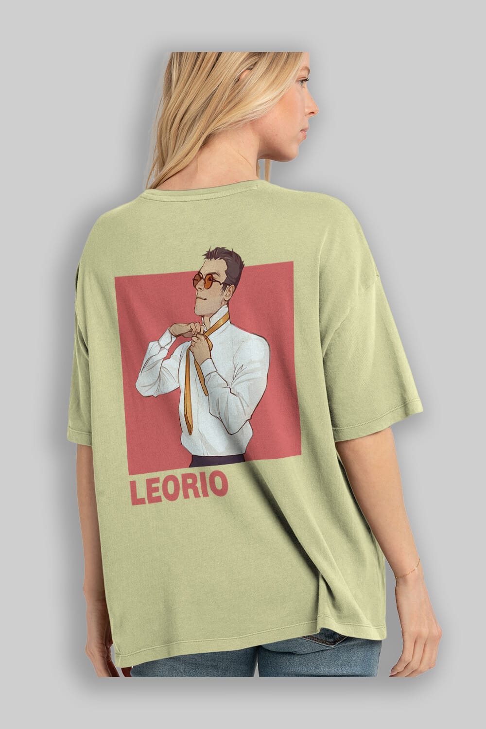 Leorio Paladiknight 5 Anime Arka Baskılı Oversize t-shirt Erkek Kadın Unisex