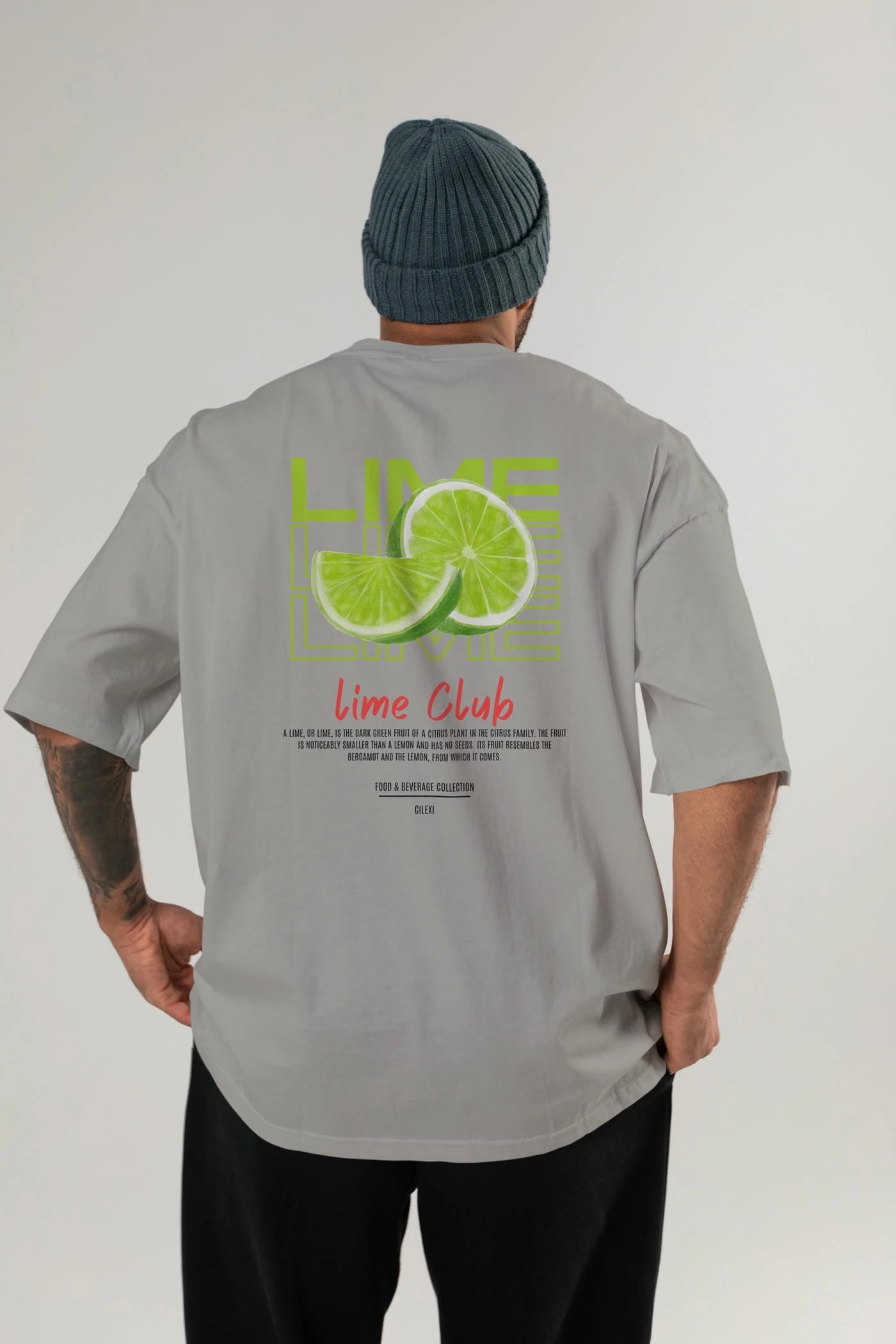 Lime Kokteyl Serisi Baskılı Oversize t-shirt Erkek Kadın Unisex %100 Pamuk Bisiklet Yaka tişort