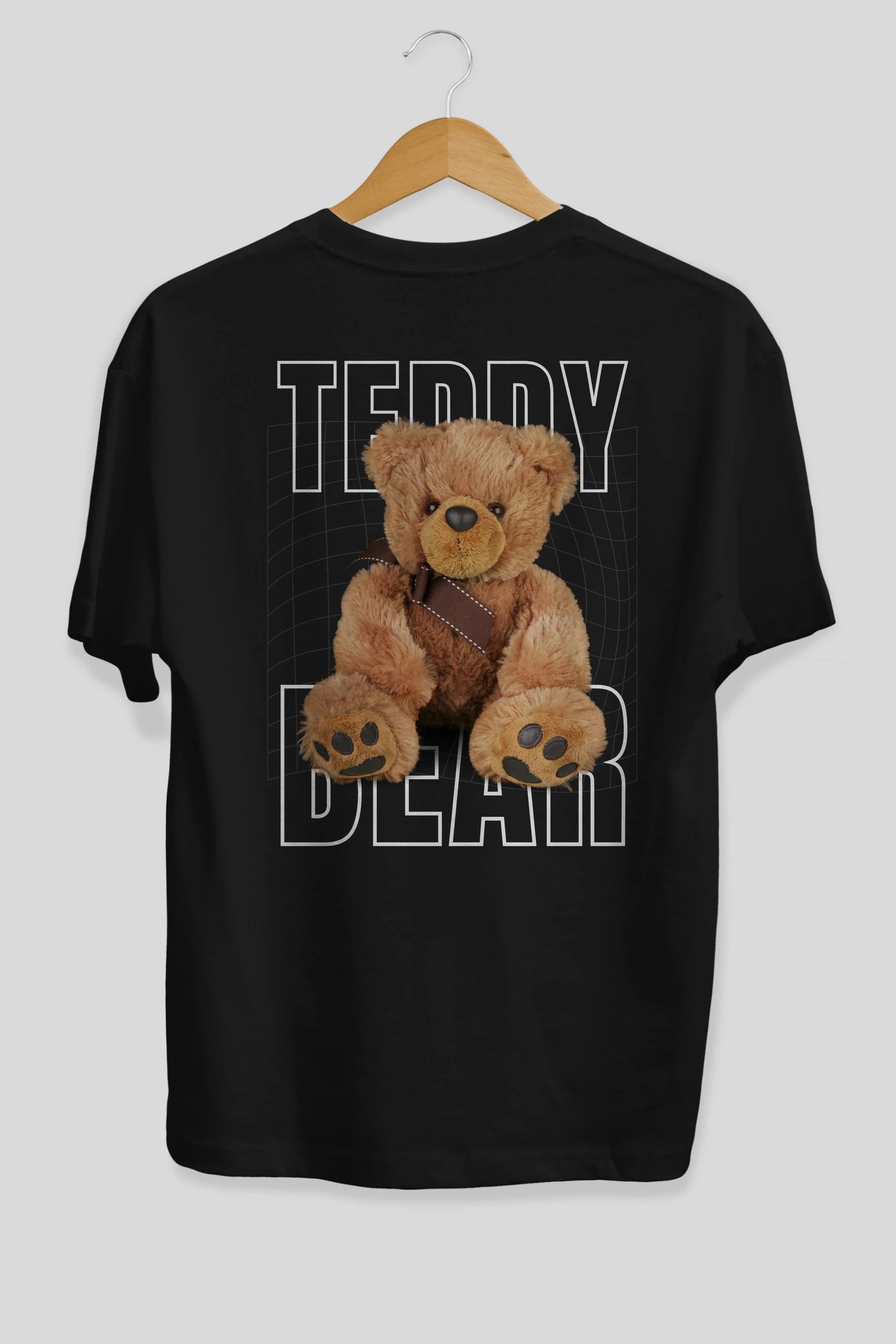 Teddy Bear Yazılı Arka Baskılı Oversize t-shirt Erkek Kadın Unisex %100 Pamuk