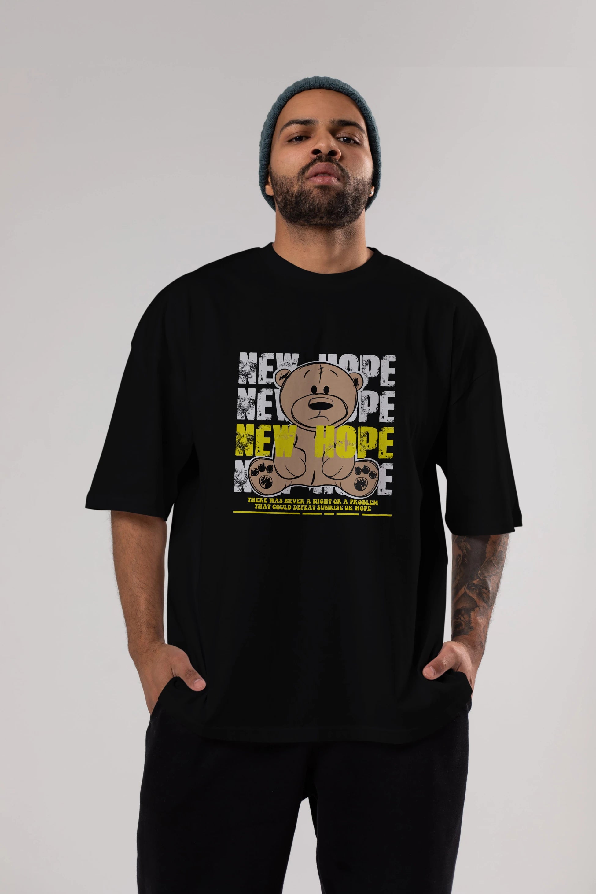 Teddy Bear New Hope Ön Baskılı Oversize t-shirt Erkek Kadın Unisex
