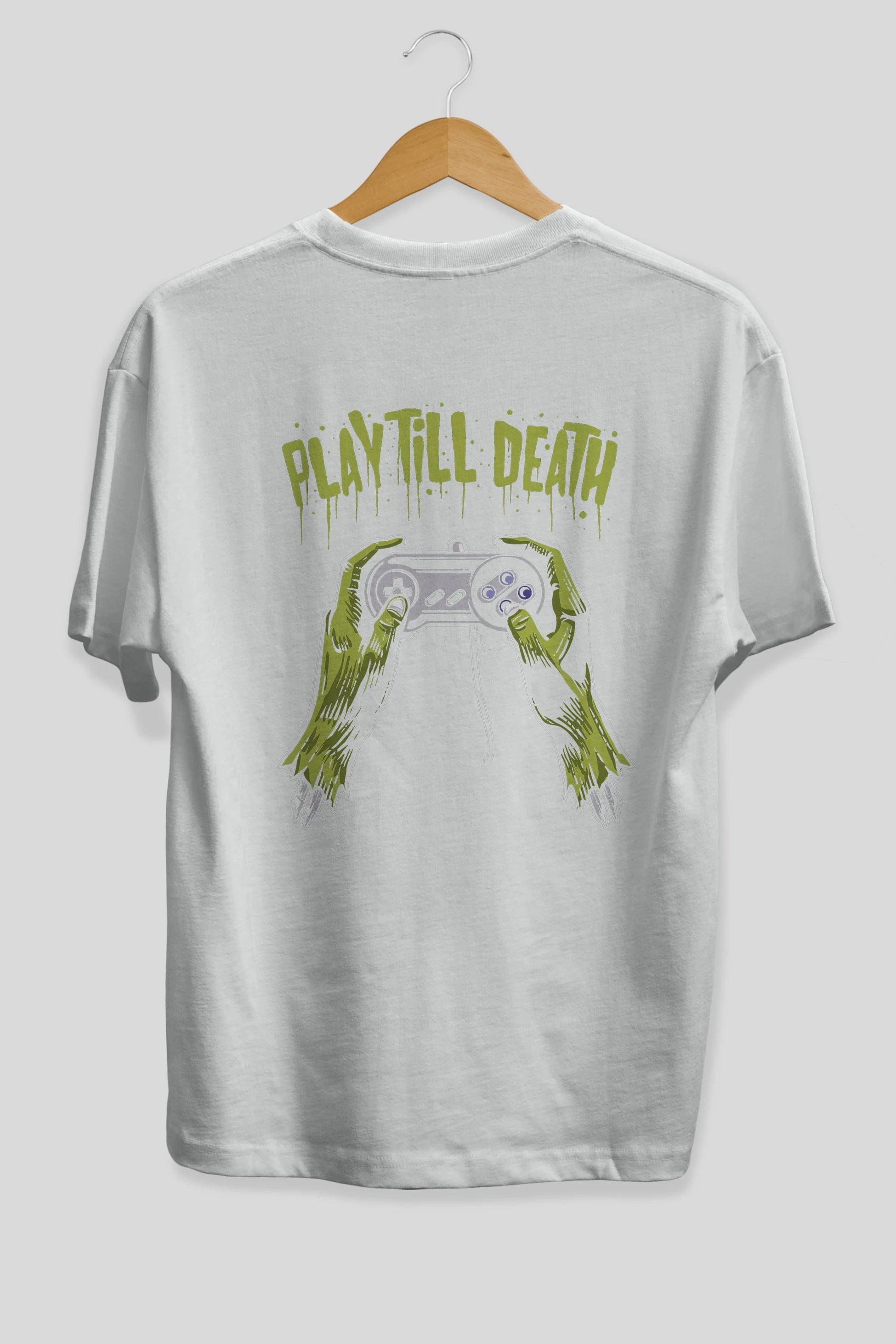 Play Till Death Arka Baskılı Oversize t-shirt Erkek Kadın Unisex %100 Pamuk