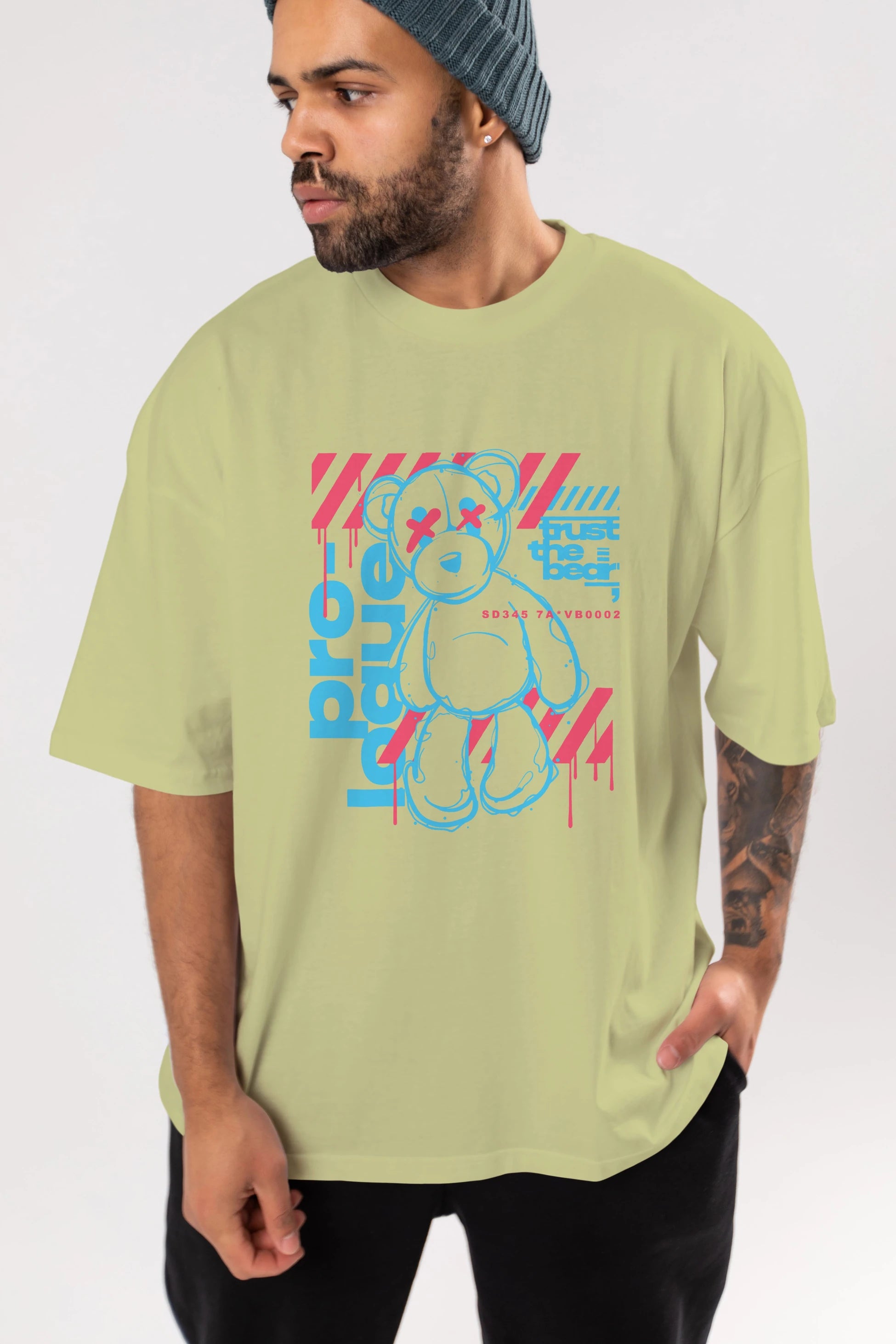 Trust The Bear Ön Baskılı Oversize t-shirt Erkek Kadın Unisex
