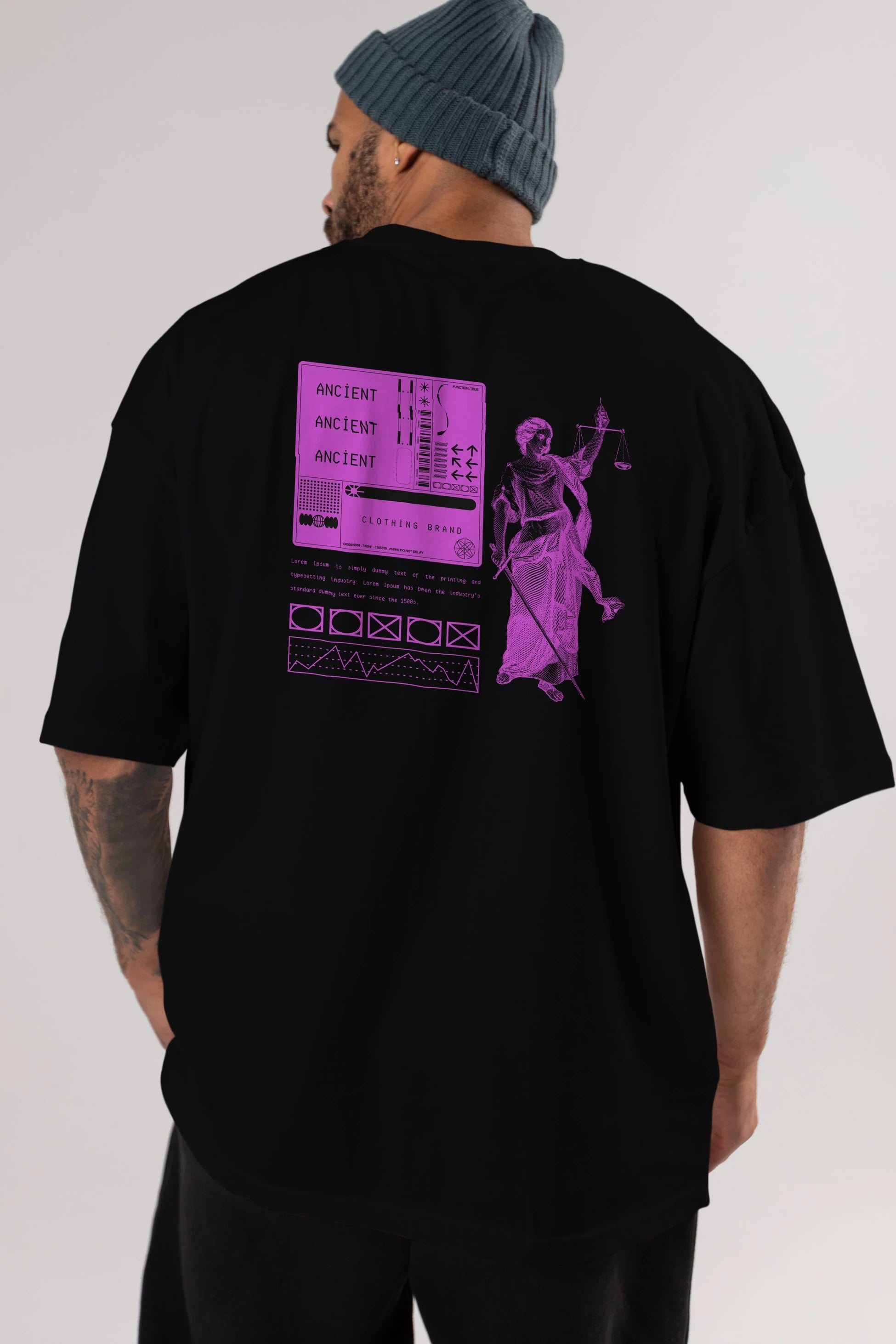 Ancient Streetwear Arka Baskılı Oversize t-shirt Erkek Kadın Unisex