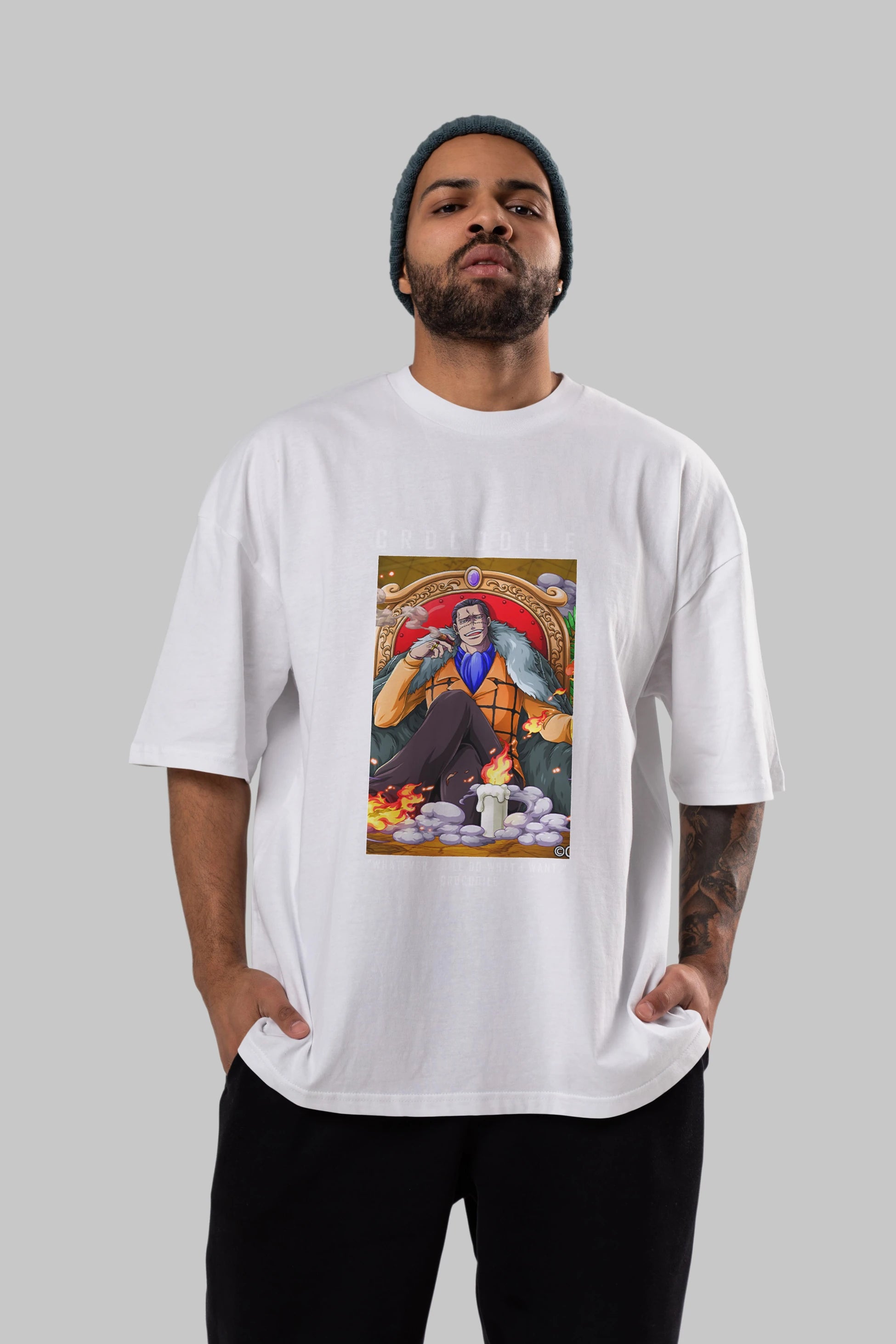 Crocodile Anime Ön Baskılı Oversize t-shirt Erkek Kadın Unisex