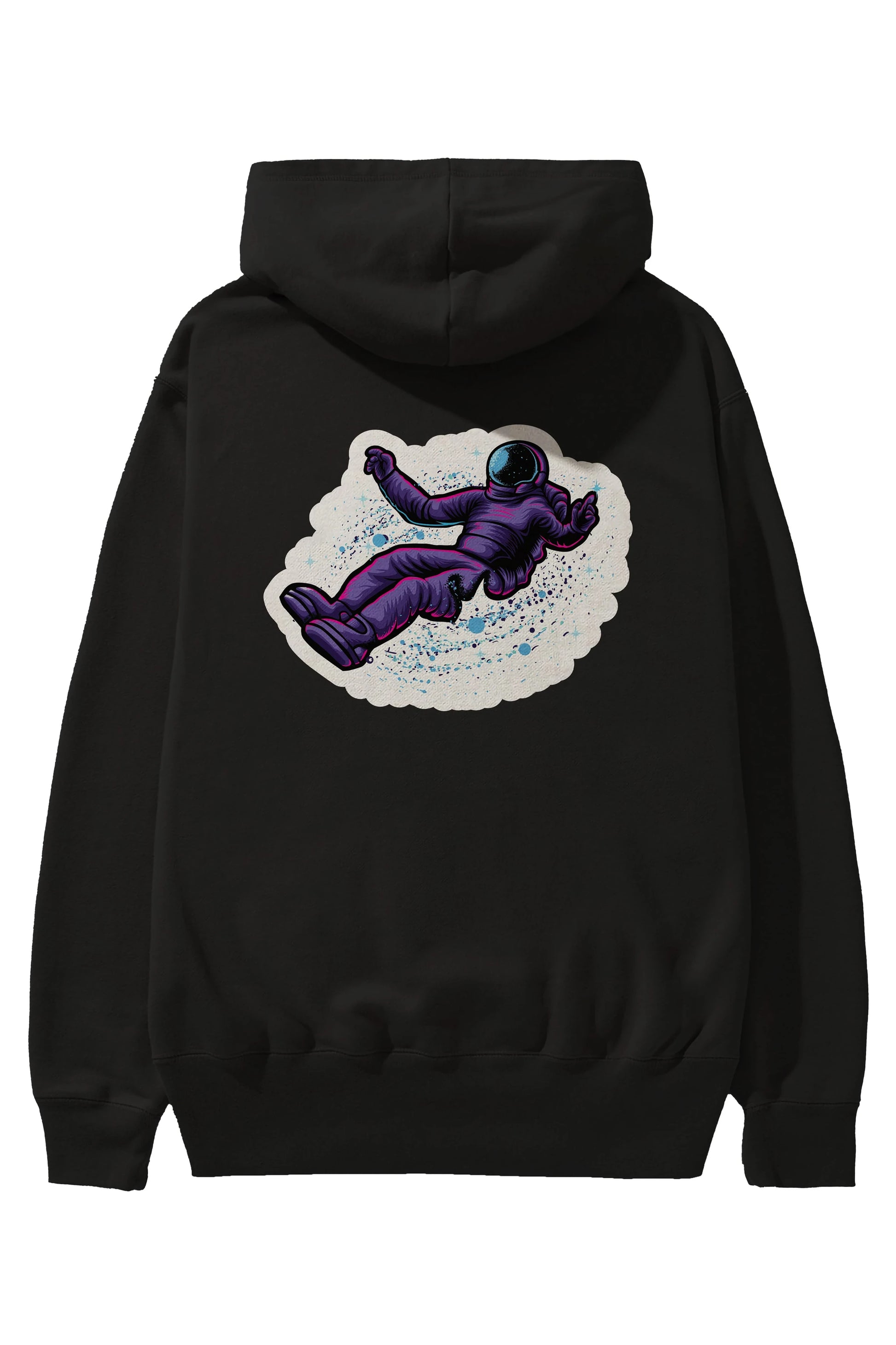 Having fun in outer space sticker Arka Baskılı Hoodie Oversize Kapüşonlu Sweatshirt Erkek Kadın Unisex