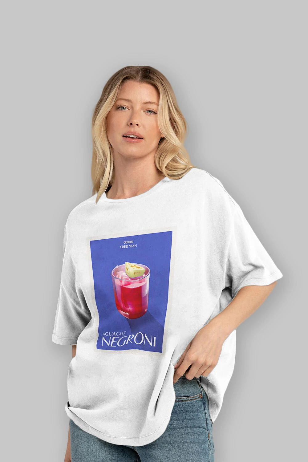 Aguacate Negroni Ön Baskılı Oversize t-shirt Erkek Kadın Unisex %100 Pamuk Bisiklet Yaka tişort