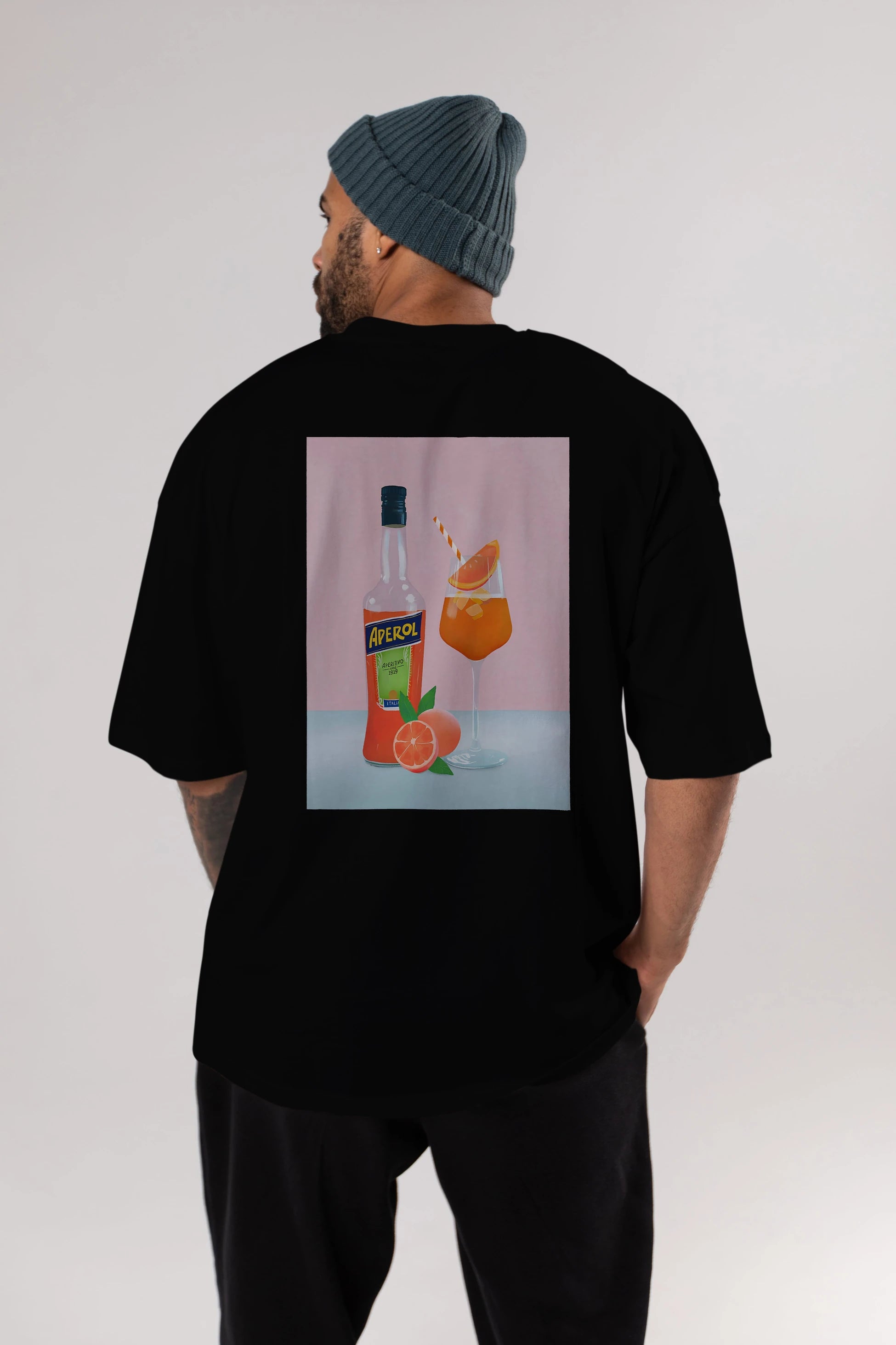 Aperol Spritz 3 Arka Baskılı Oversize t-shirt Erkek Kadın Unisex %100 Pamuk Bisiklet Yaka tişort