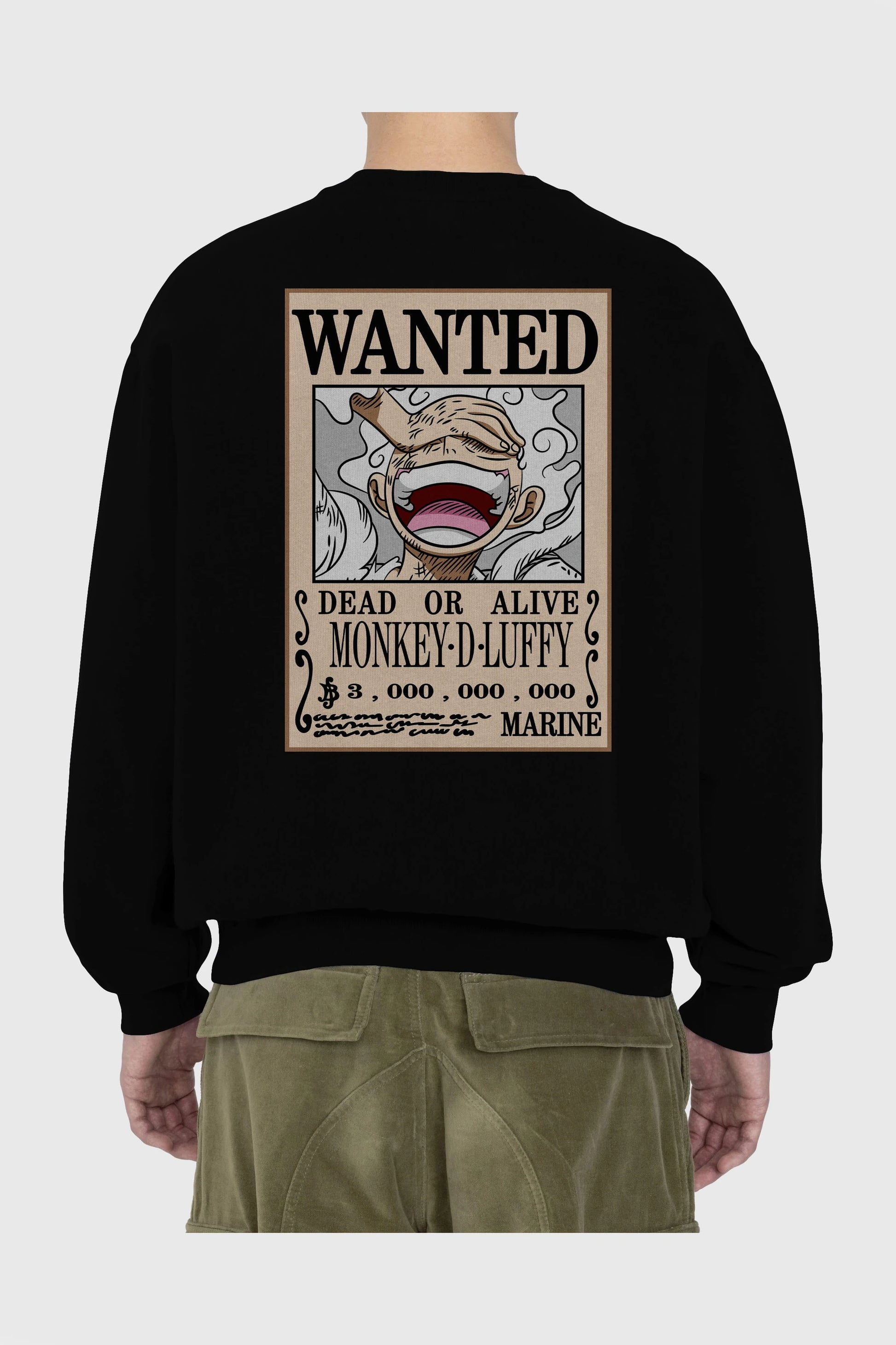 CARTEL LUFFY GEAR 5 Anime Arka Baskılı Oversize Sweatshirt Erkek Kadın Unisex