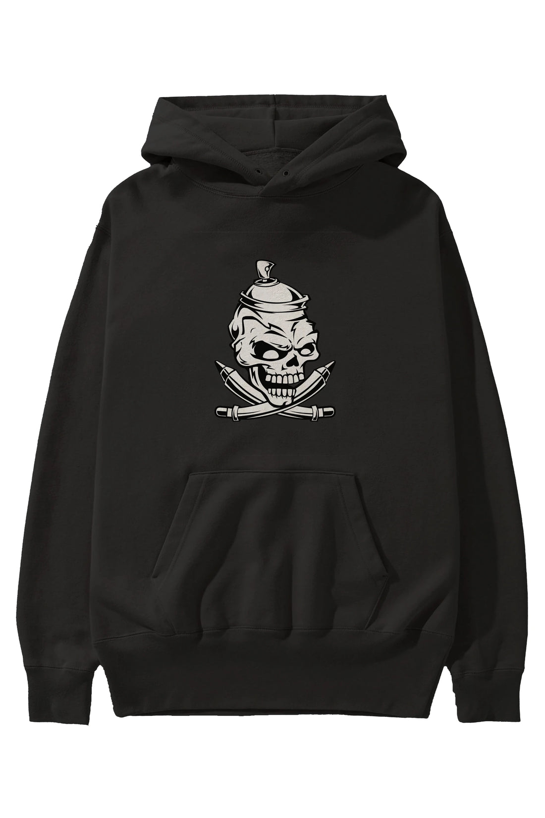 Skull Grafity Ön Baskılı Hoodie Oversize Kapüşonlu Sweatshirt Erkek Kadın Unisex