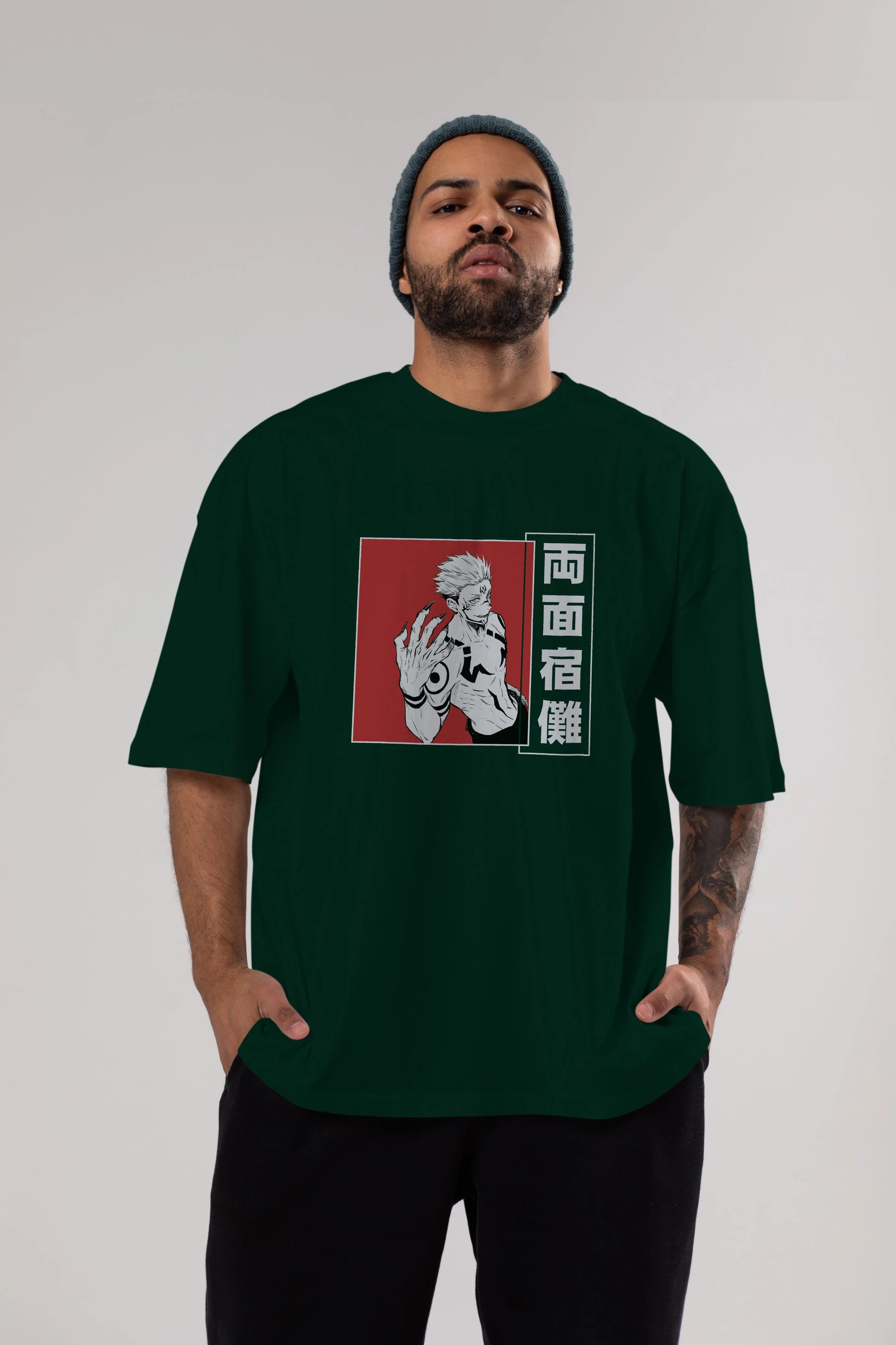 Sukuna Ryoumen 2 Anime Ön Baskılı Oversize t-shirt %100 pamuk Erkek Kadın Unisex