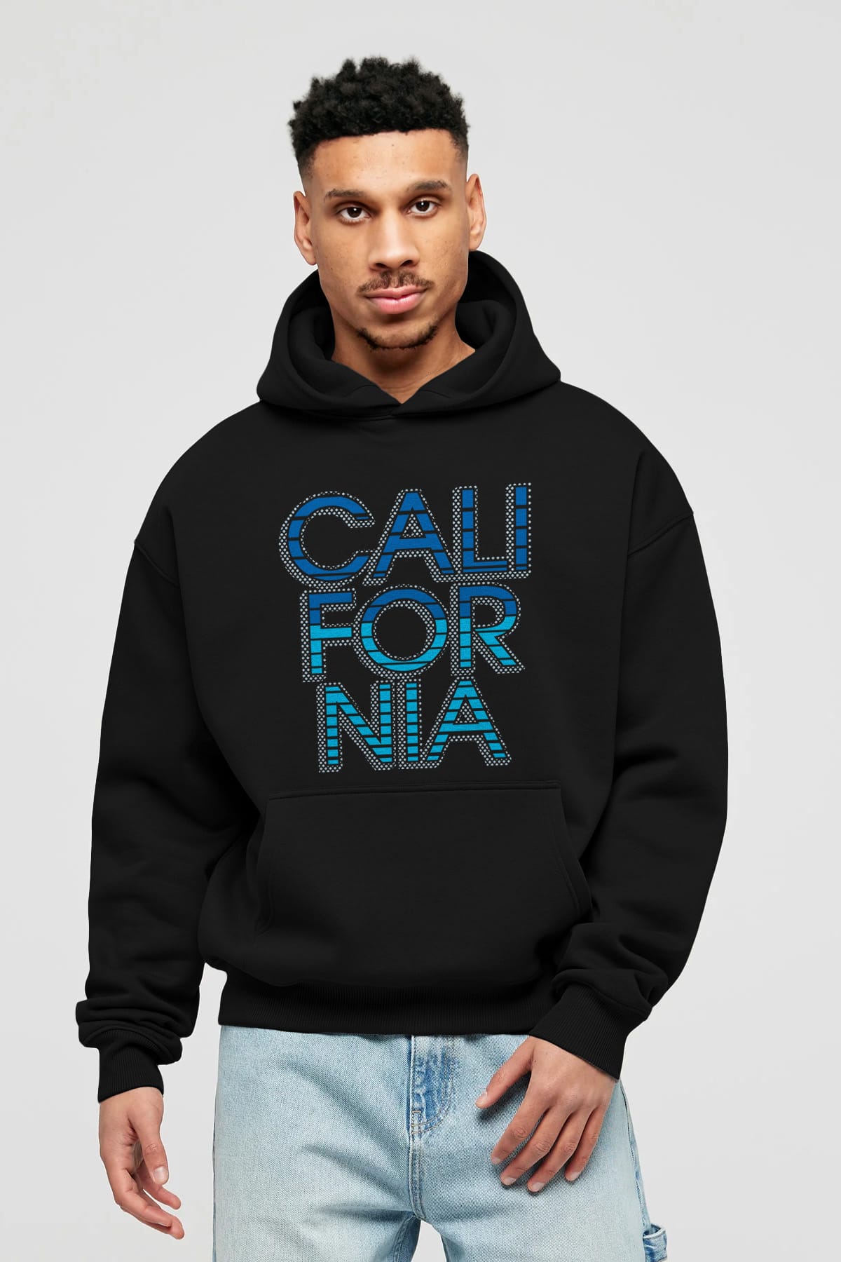 California 3 Ön Baskılı Oversize Hoodie Kapüşonlu Sweatshirt Erkek Kadın Unisex