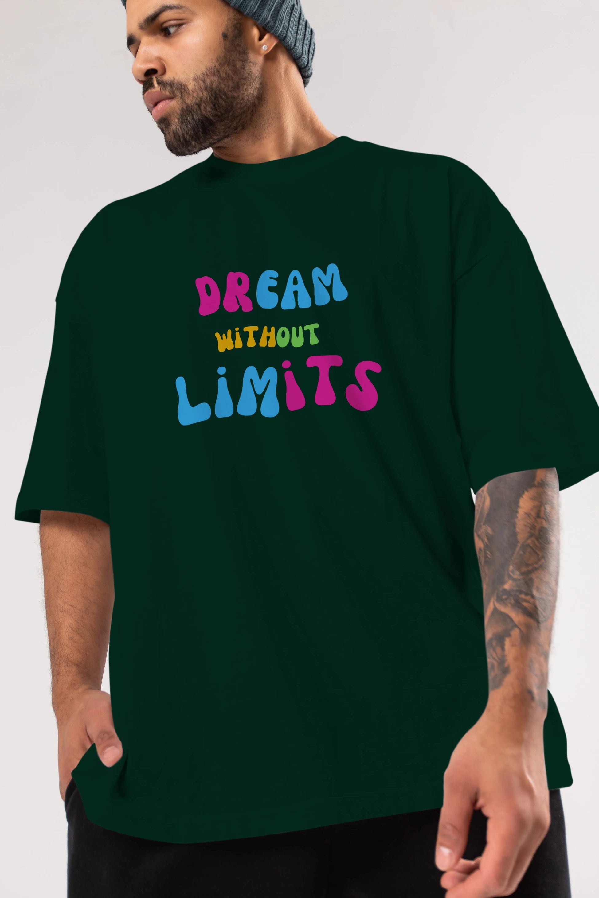 Dream Without Limits Yazılı Ön Baskılı Oversize t-shirt Erkek Kadın Unisex
