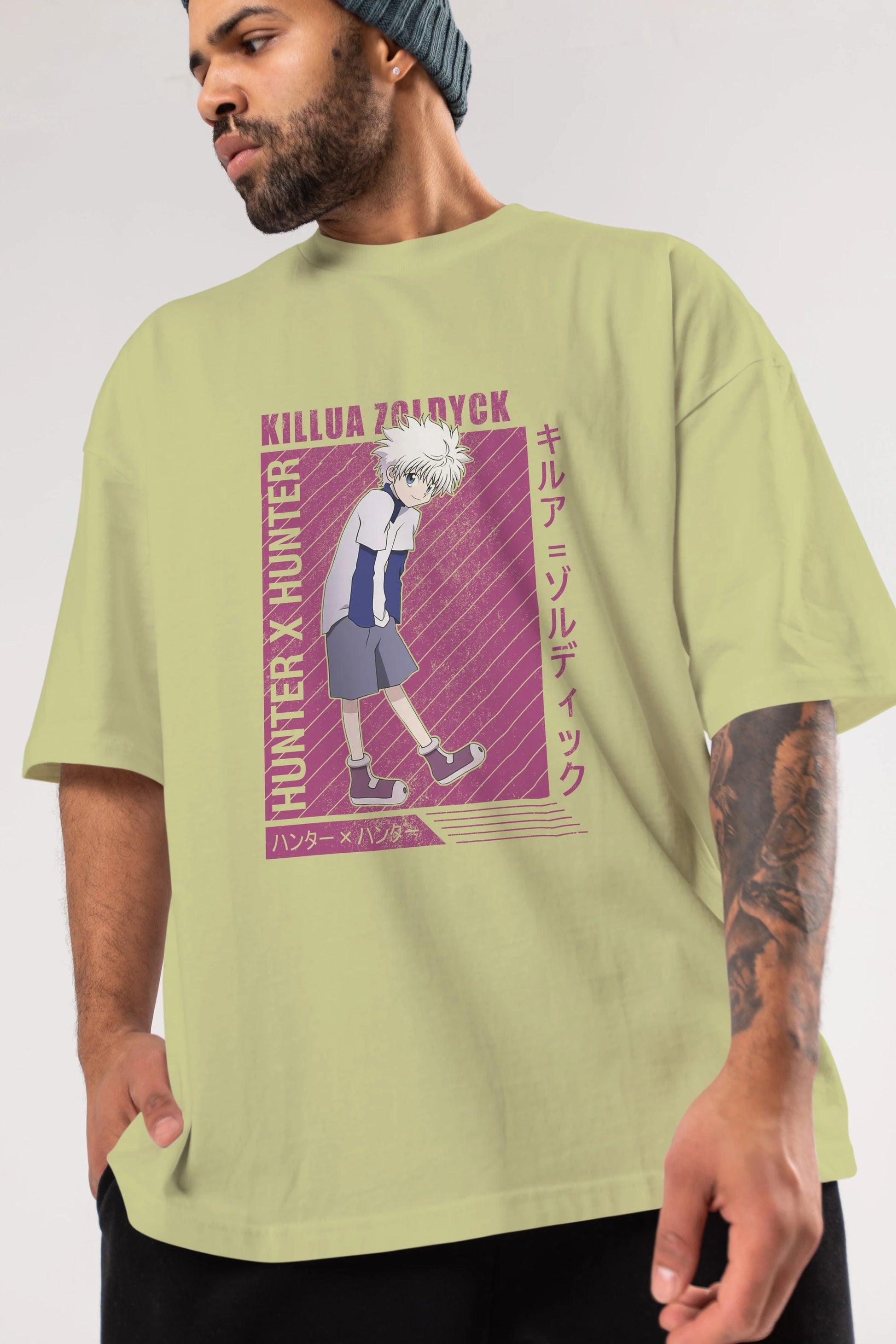 Killua Zoldyck 3 1 Anime Ön Baskılı Oversize t-shirt %100 pamuk Erkek Kadın Unisex