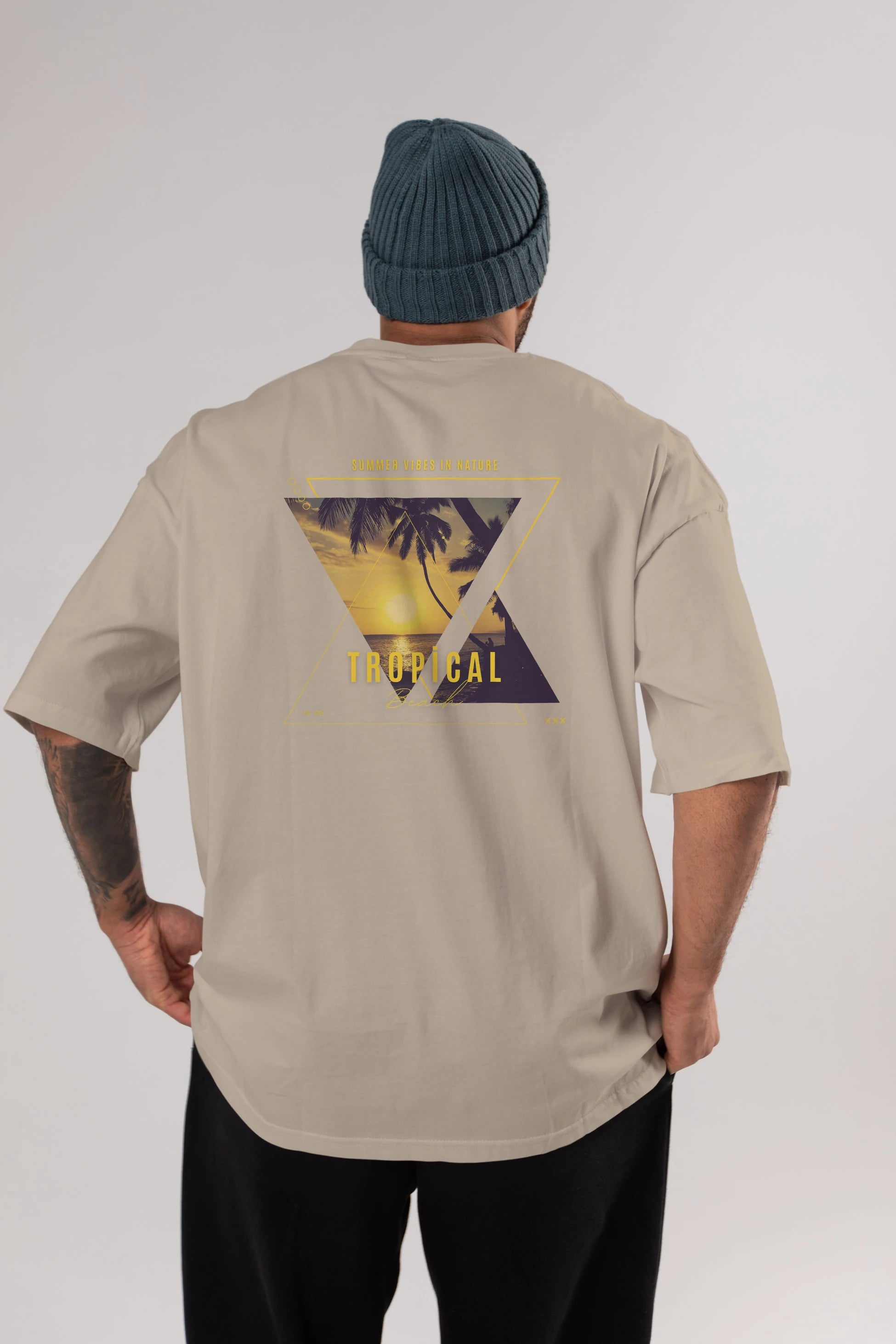 Summer Vibes Yazılı Arka Baskılı Oversize t-shirt Erkek Kadın Unisex
