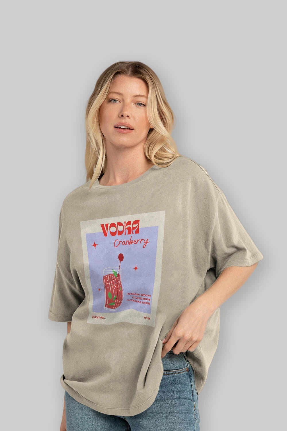 Vodka Cranberry Ön Baskılı Oversize t-shirt Erkek Kadın Unisex %100 Pamuk Bisiklet Yaka tişort