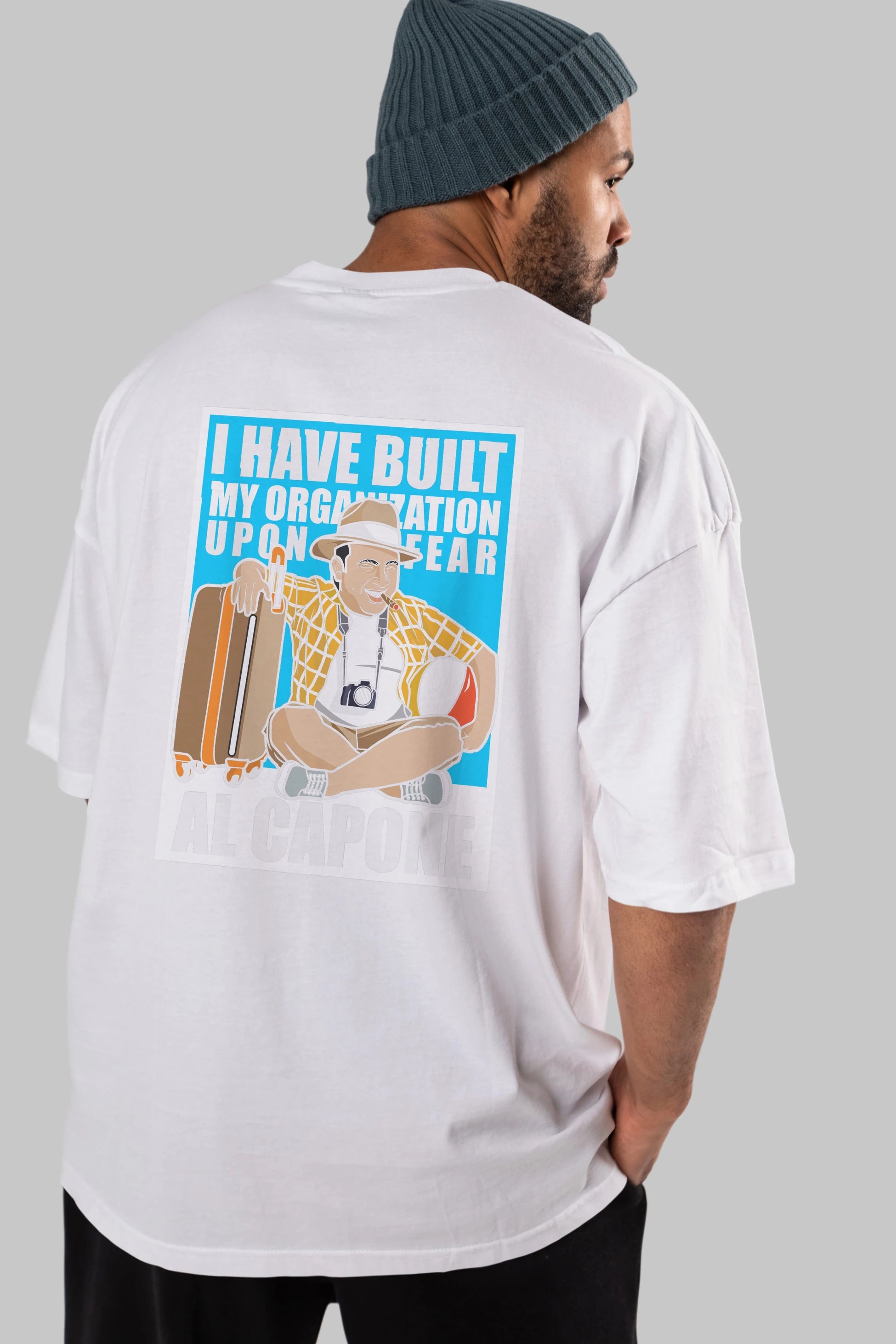 Al Capone Holiday Arka Baskılı Oversize t-shirt Erkek Kadın Unisex %100 Pamuk tişort