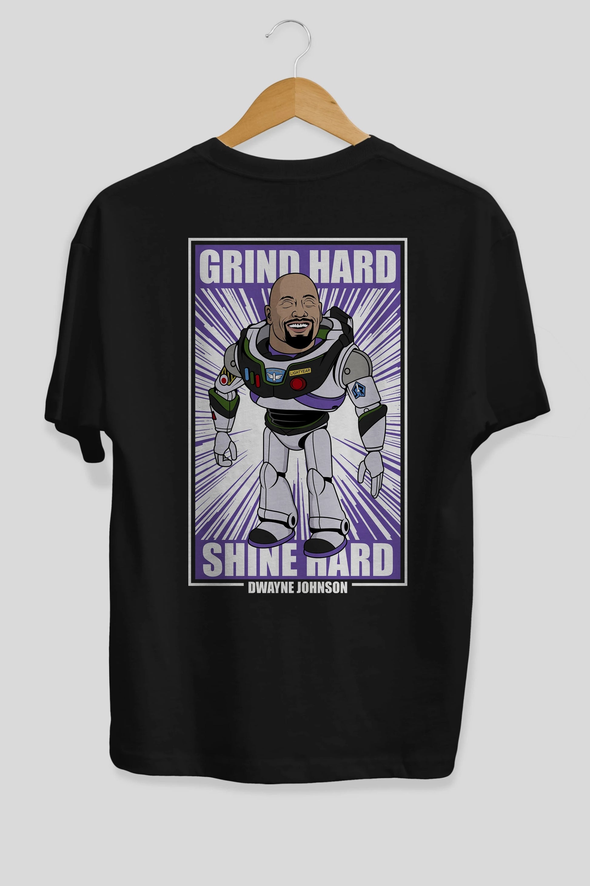 Dwayne Johnson Buzz Lightyear Arka Baskılı Oversize t-shirt Erkek Kadın Unisex %100 Pamuk tişort
