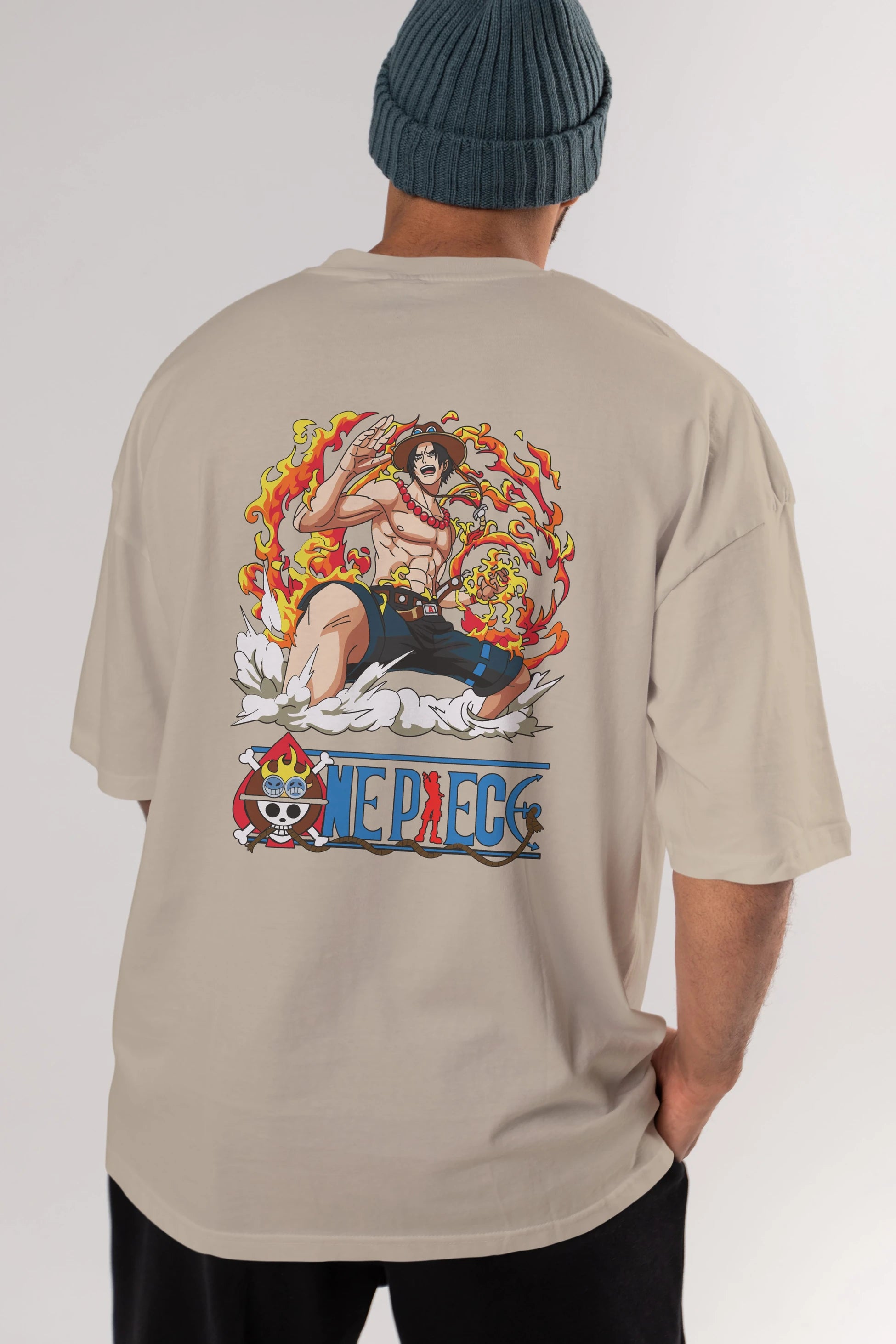One Piece Anime Arka Baskılı Oversize t-shirt Erkek Kadın Unisex %100 pamuk tişort