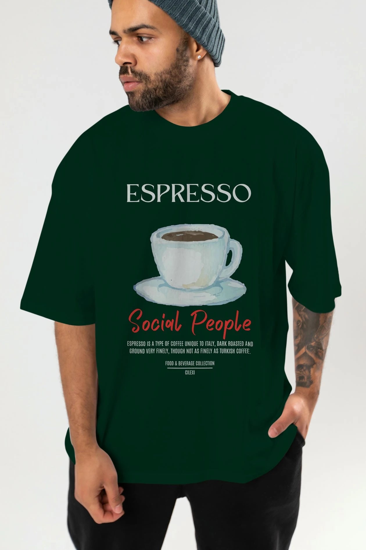 Espresso Kokteyl Serisi ön Baskılı Oversize t-shirt Erkek Kadın %100 Pamuk Bisiklet Yaka tişort