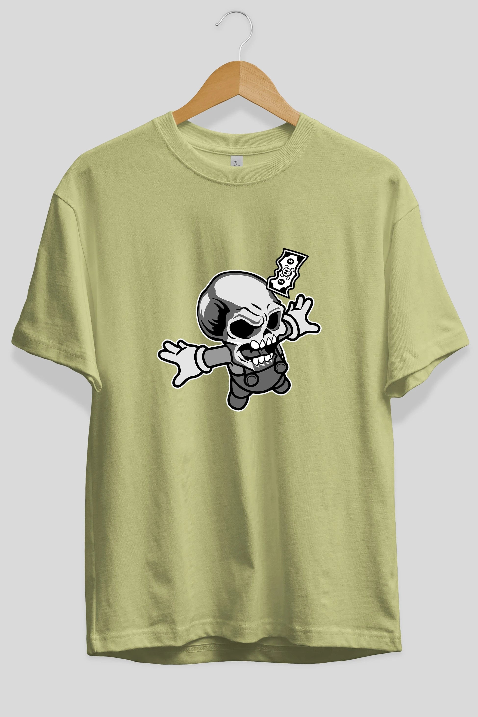Skull Drowning Ön Baskılı Oversize t-shirt Erkek Kadın Unisex %100 Pamuk tişort