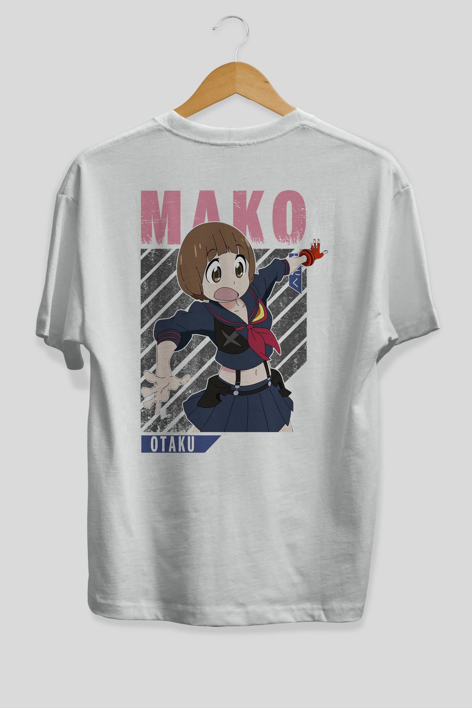 Mako Mankanshoku 2 Anime Arka Baskılı Oversize t-shirt Erkek Kadın Unisex