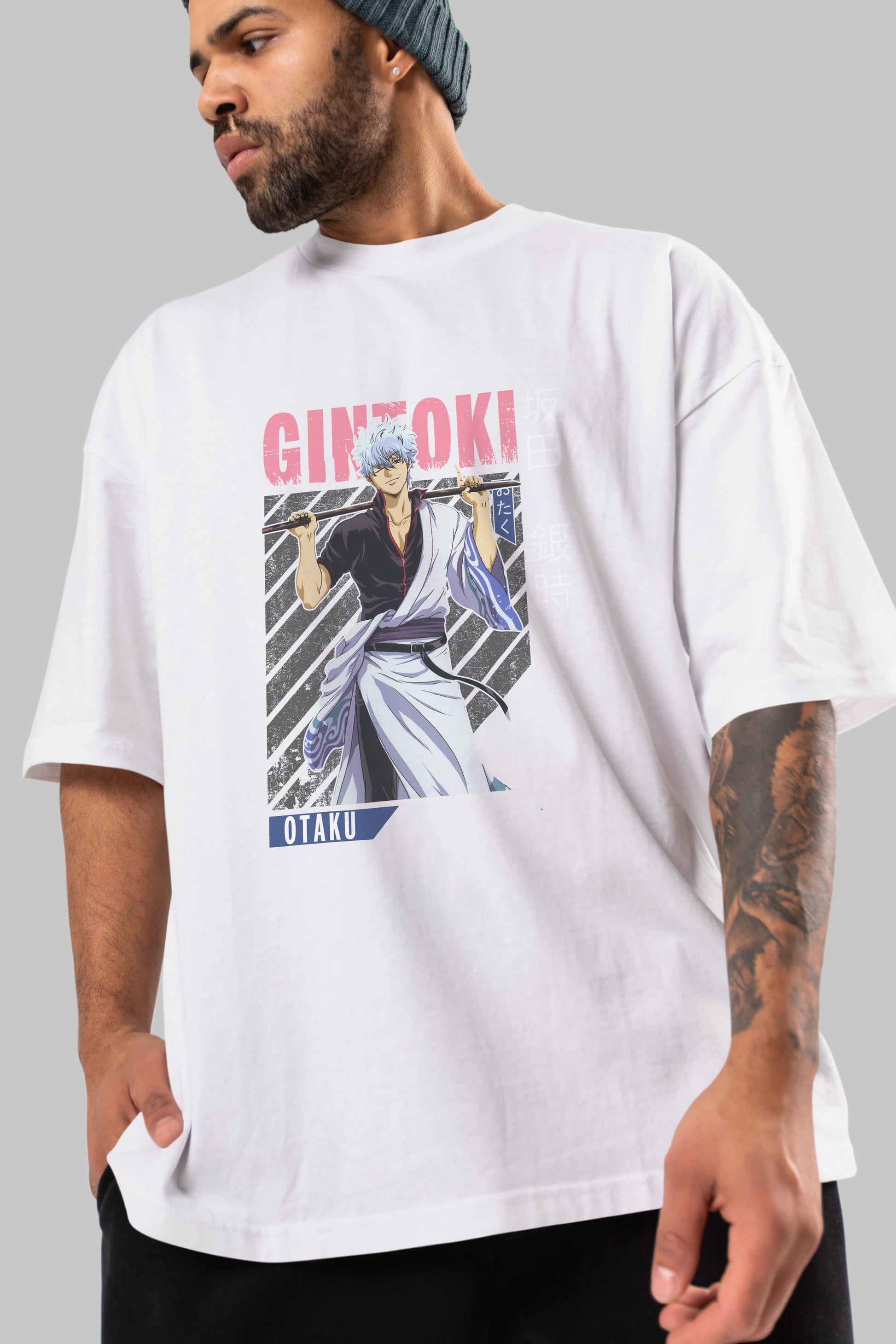 Gintoki Sakata GINTAMA 3 Anime Ön Baskılı Oversize t-shirt %100 pamuk Erkek Kadın Unisex