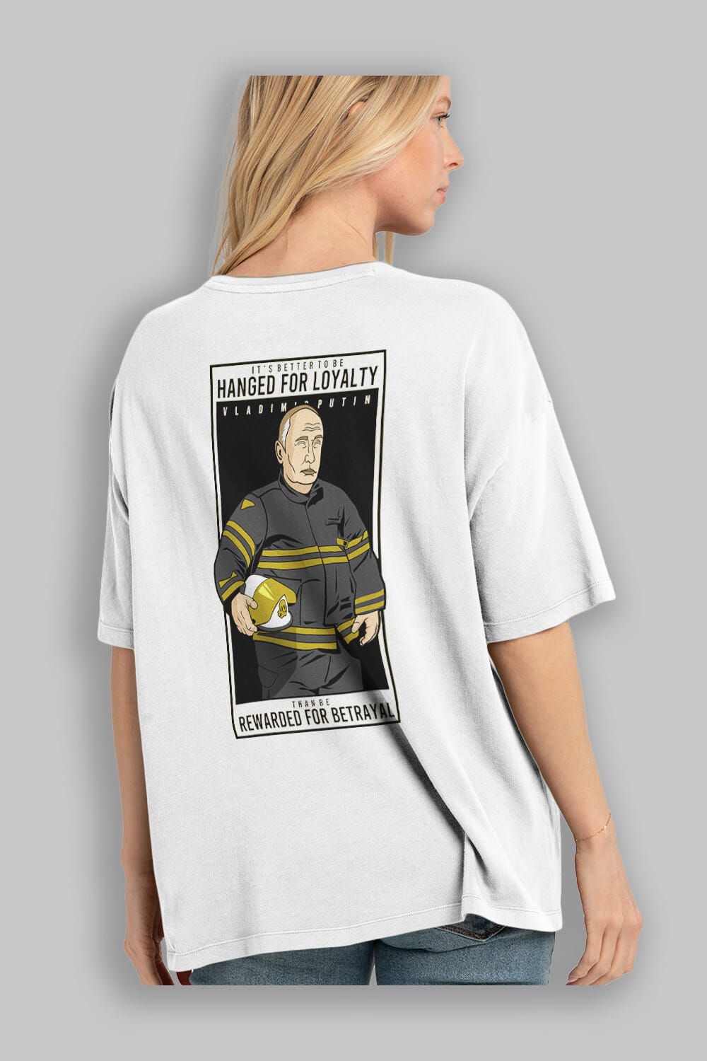 Putin Fireman Arka Baskılı Oversize t-shirt Erkek Kadın Unisex %100 Pamuk tişort