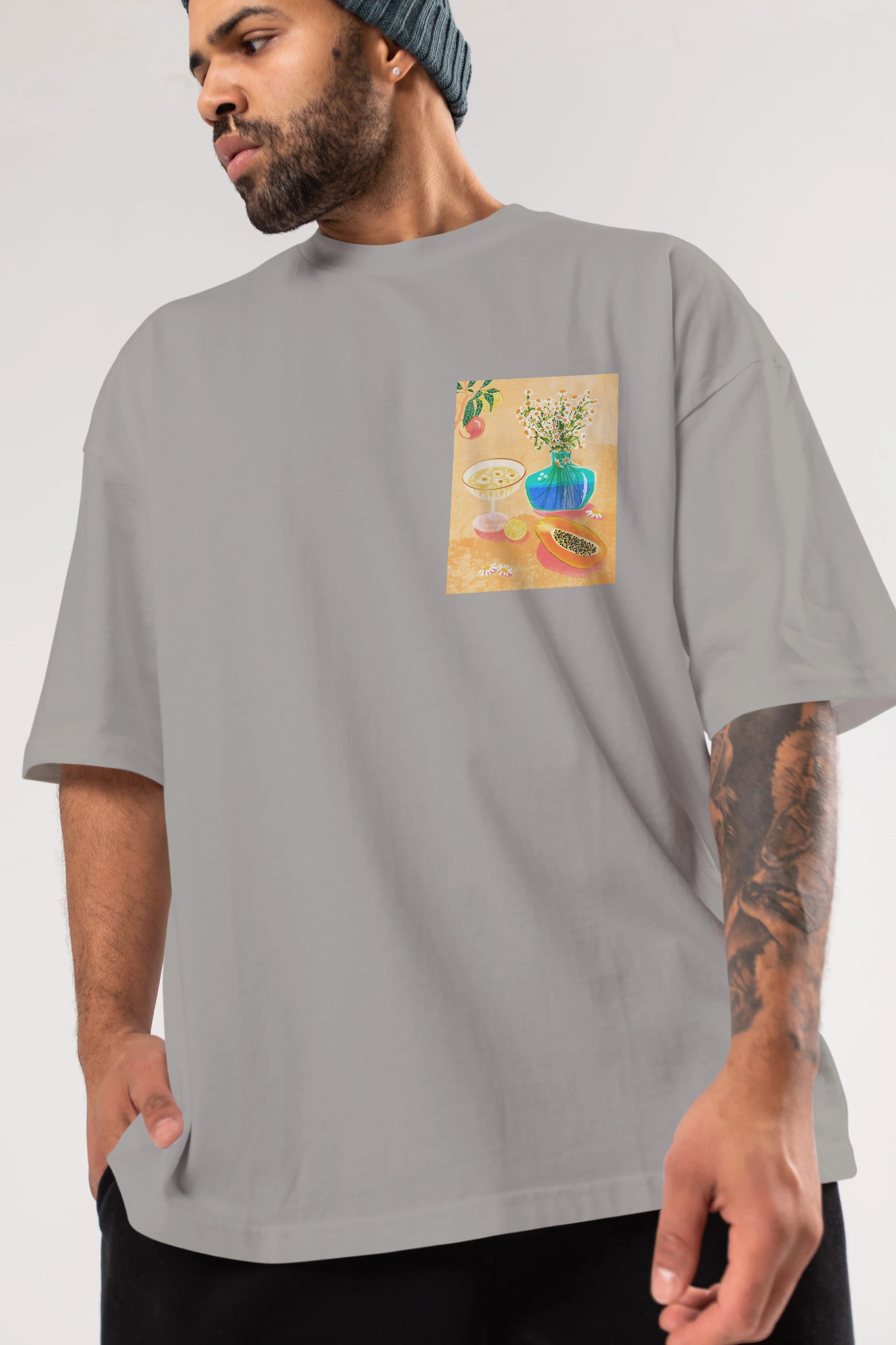 Cheers 2 Ön Sol Baskılı Oversize t-shirt Erkek Kadın Unisex %100 Pamuk Bisiklet Yaka tişort