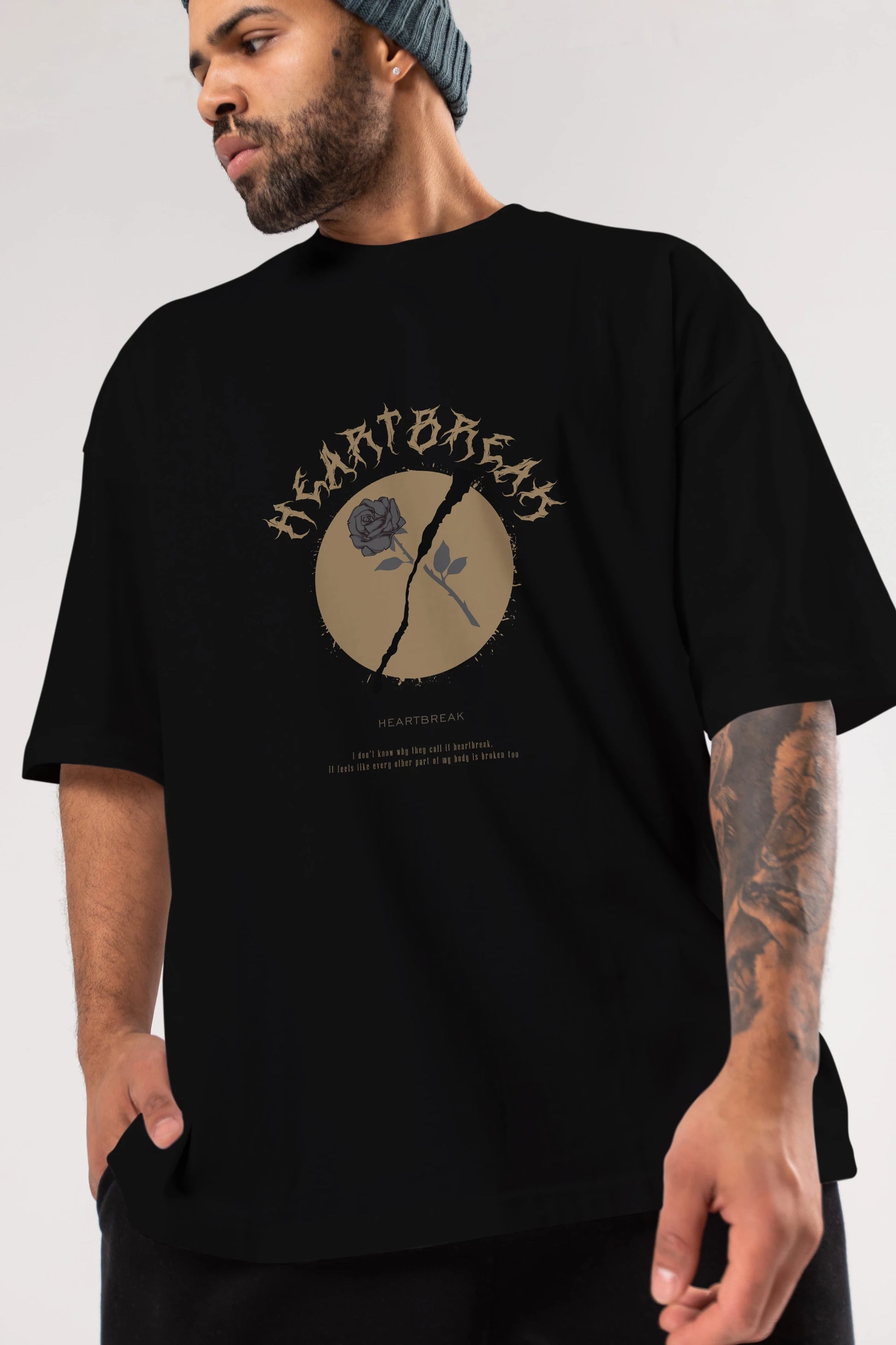 Heartbreak Ön Baskılı Oversize t-shirt Erkek Kadın Unisex