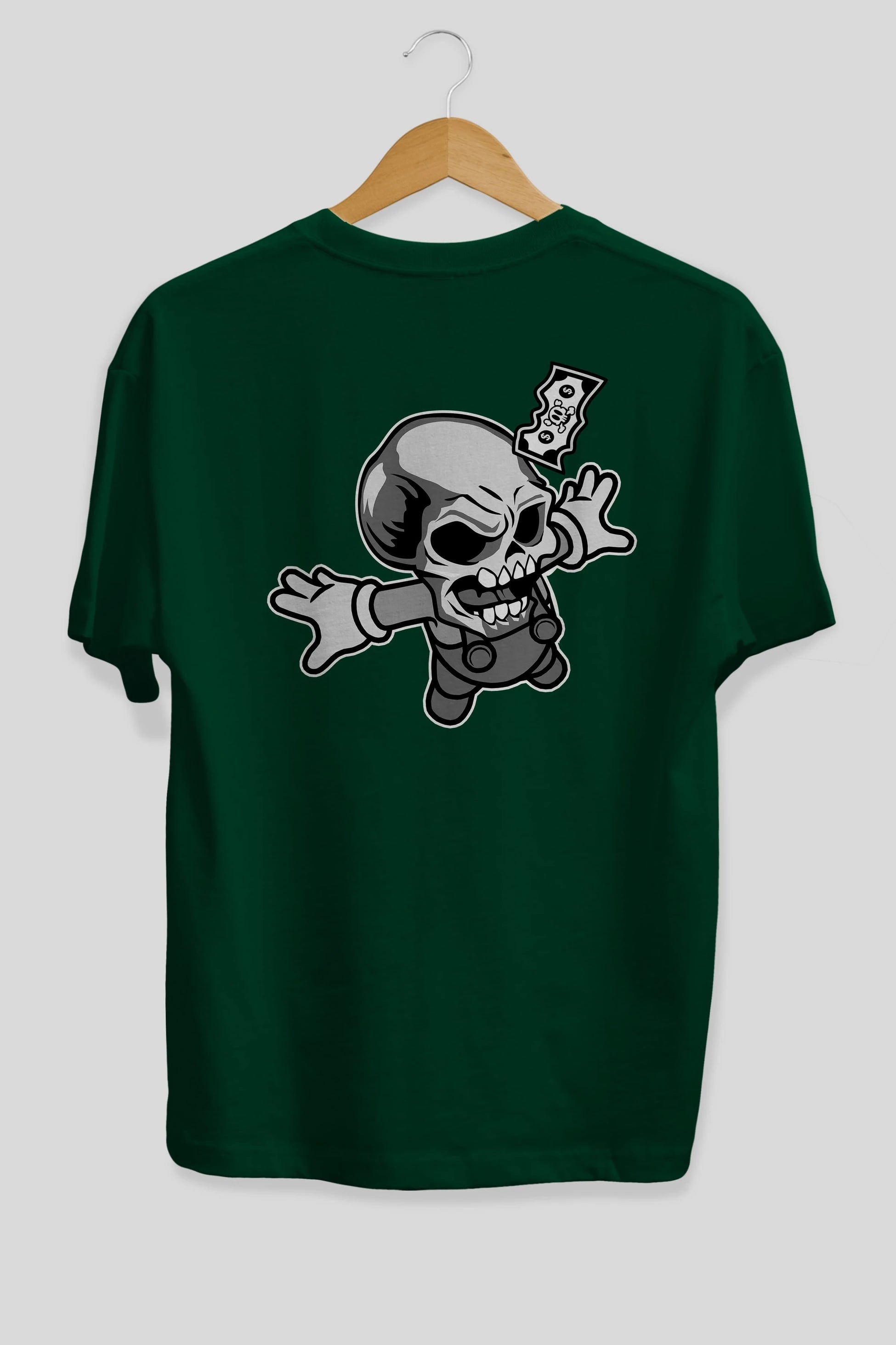 Skull Drowning Arka Baskılı Oversize t-shirt Erkek Kadın Unisex %100 Pamuk tişort