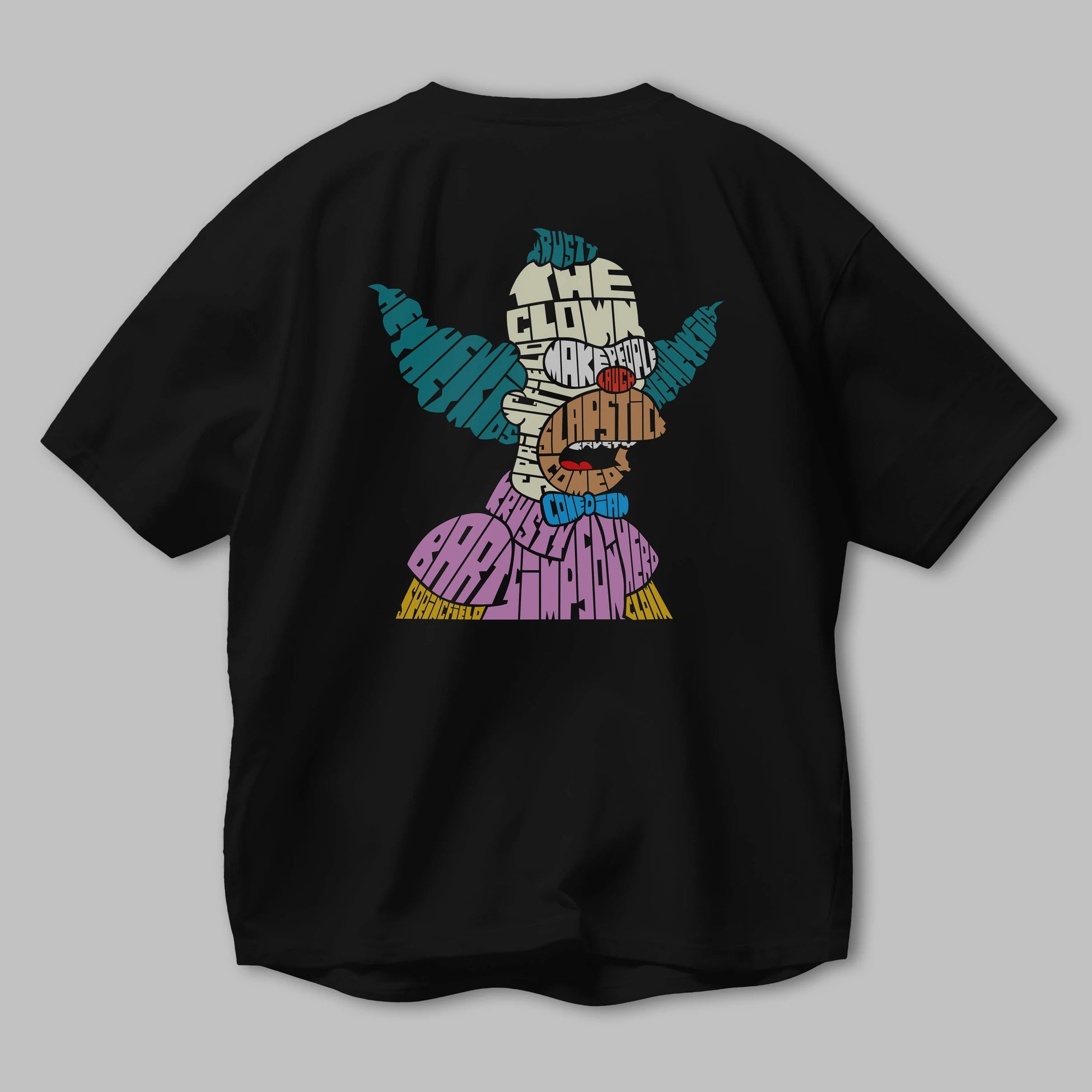 Krusty Clown Arka Baskılı Oversize t-shirt %100 pamuk Erkek Kadın Unisex