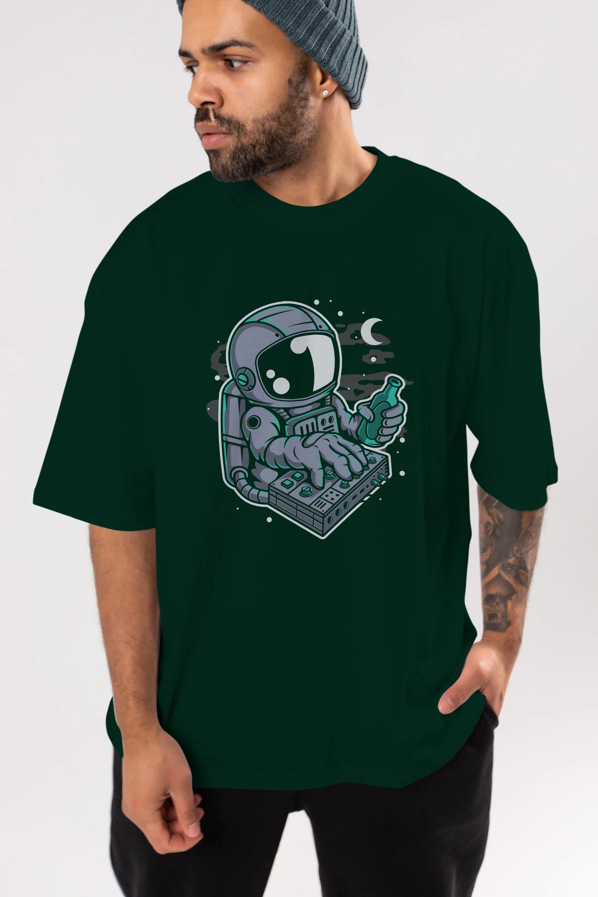 Astronaut Synth Ön Baskılı Oversize t-shirt Erkek Kadın Unisex