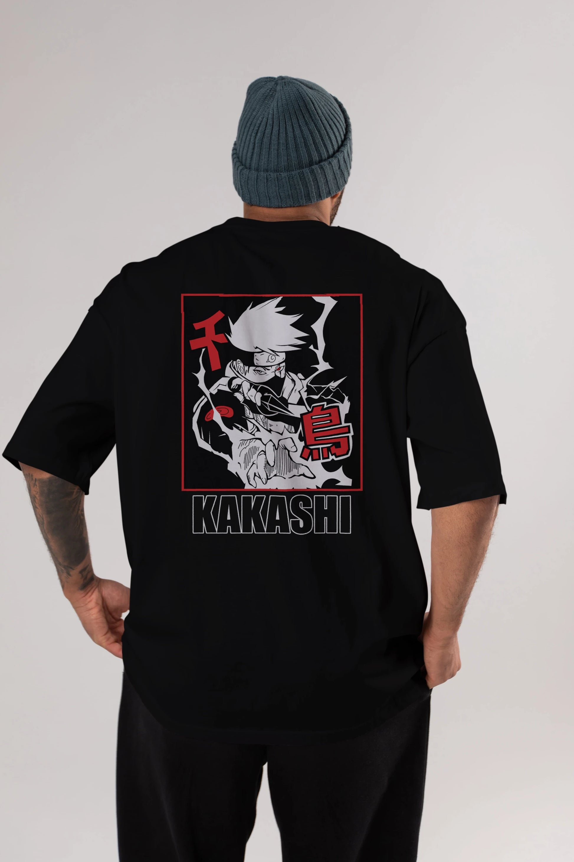 KAKASHI HATAKE NARUTO Anime Arka Baskılı Oversize t-shirt Erkek Kadın Unisex