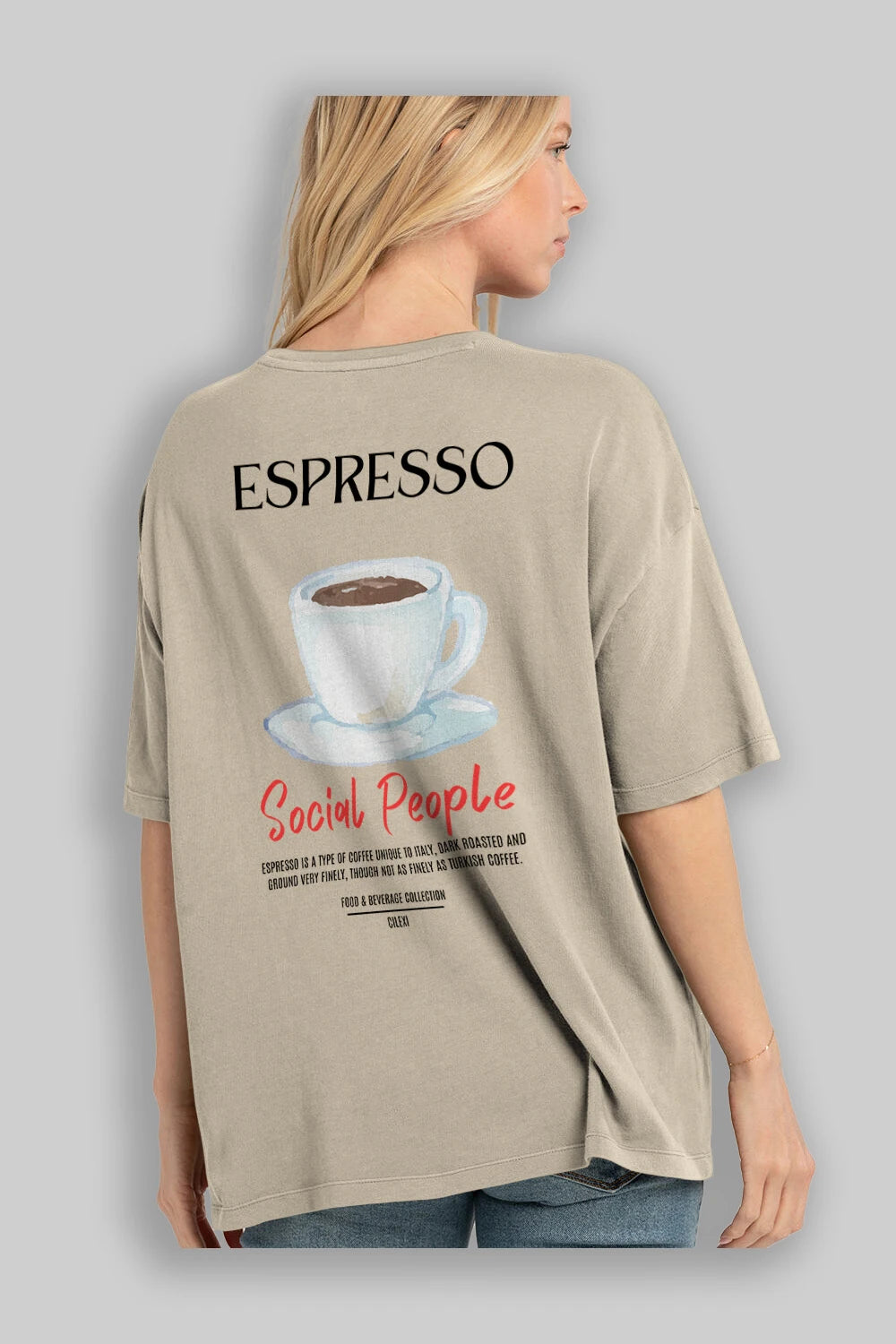 Espresso Kokteyl Serisi Baskılı Oversize t-shirt Erkek Kadın Unisex %100 Pamuk Bisiklet Yaka tişort
