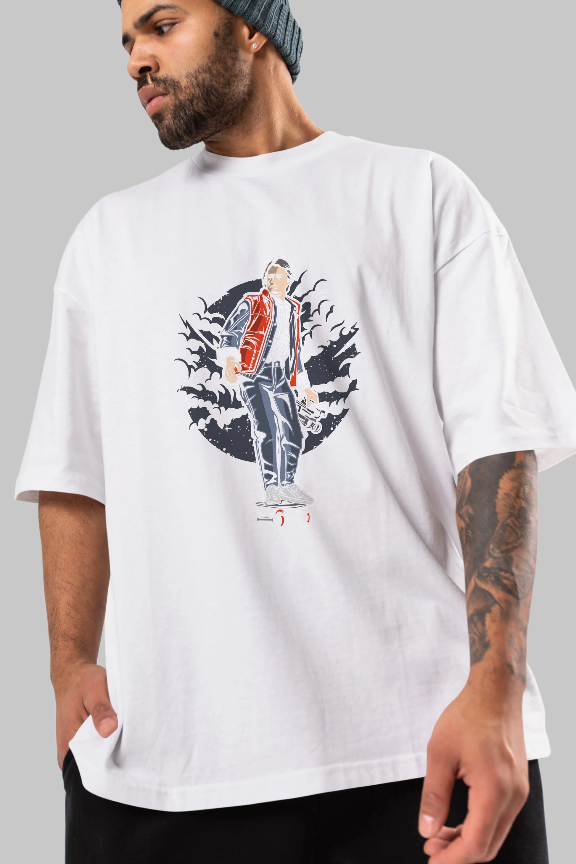 MARTY Ön Baskılı Oversize t-shirt Erkek Kadın Unisex %100 Pamuk tişort