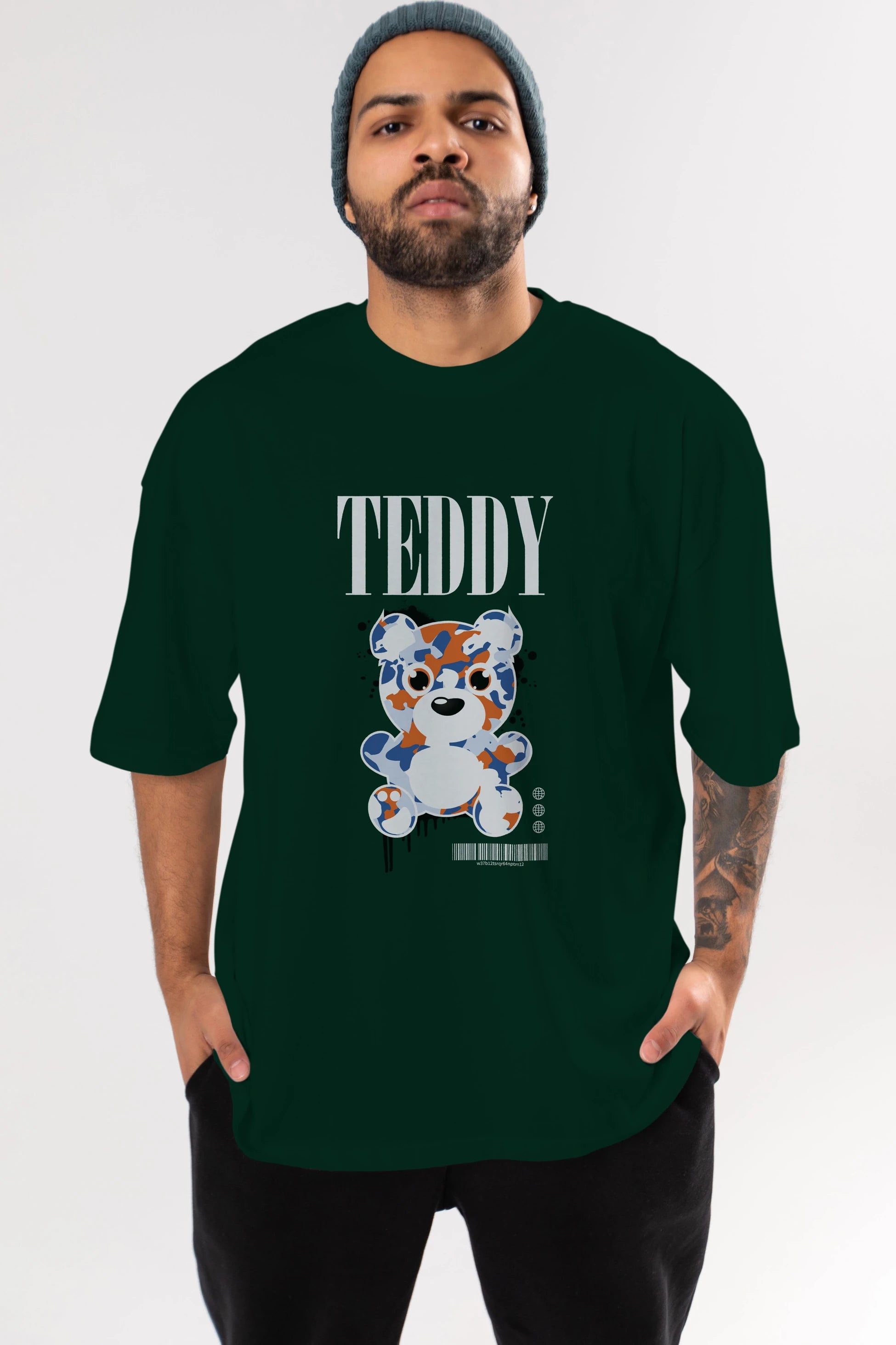 Teddy Bear Streetwear Ön Baskılı Oversize t-shirt Erkek Kadın Unisex