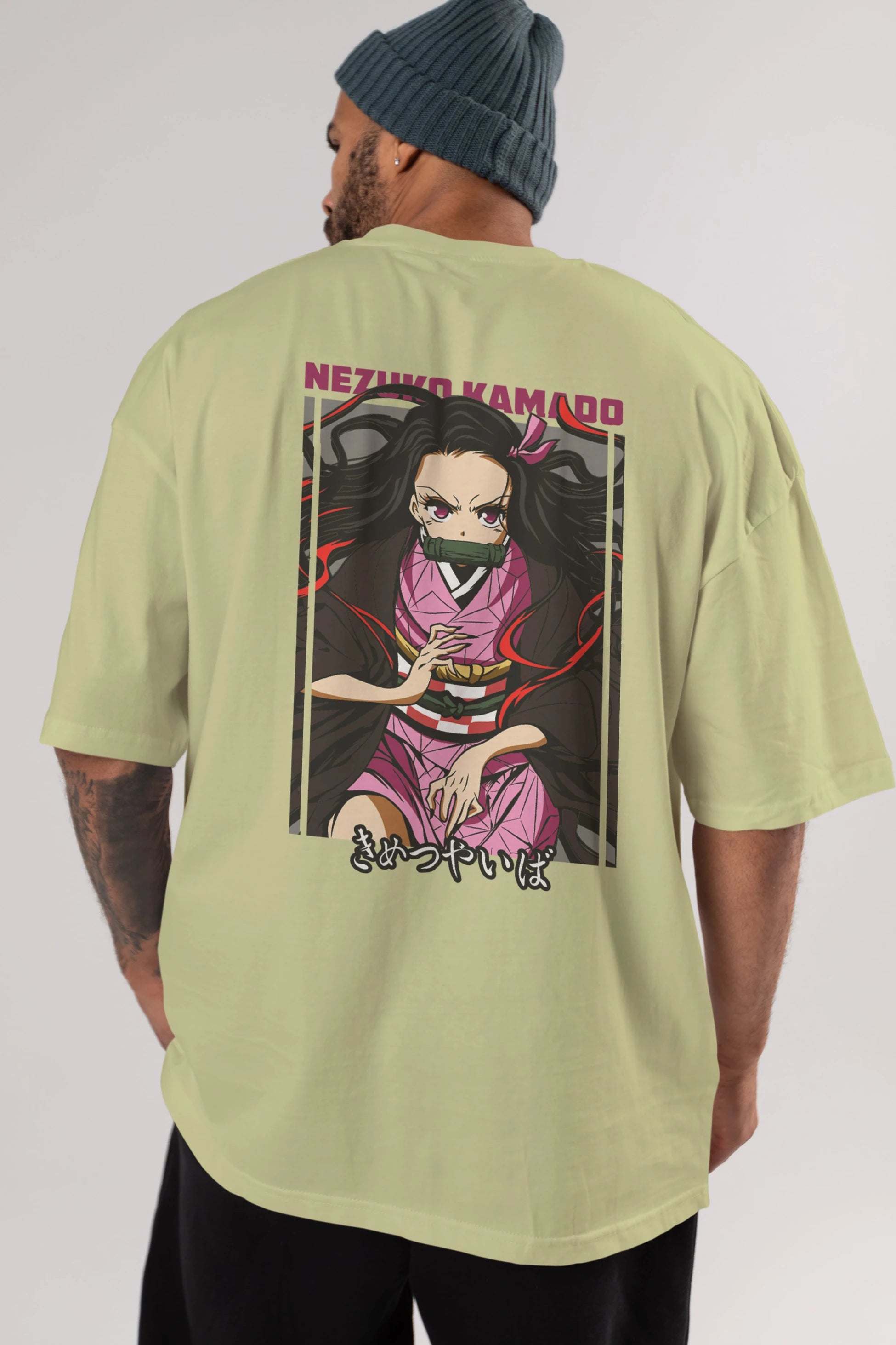 Nezuko Kamado 1 Anime Arka Baskılı Oversize t-shirt Erkek Kadın Unisex