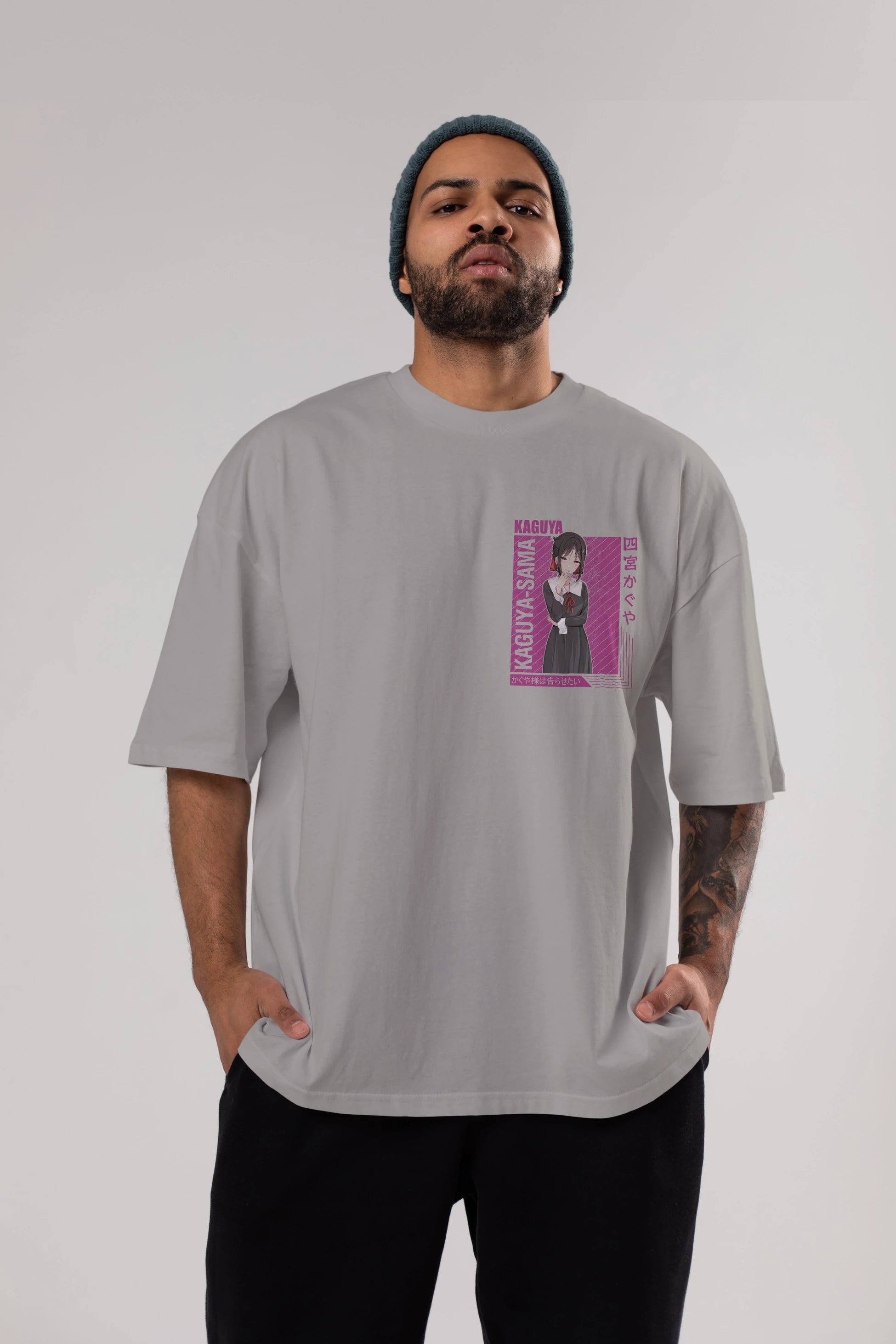 Kaguya Shinomiya 4 1 Ön Sol Baskılı Oversize t-shirt Erkek Kadın Unisex %100 Pamuk Bisiklet Yaka tişort