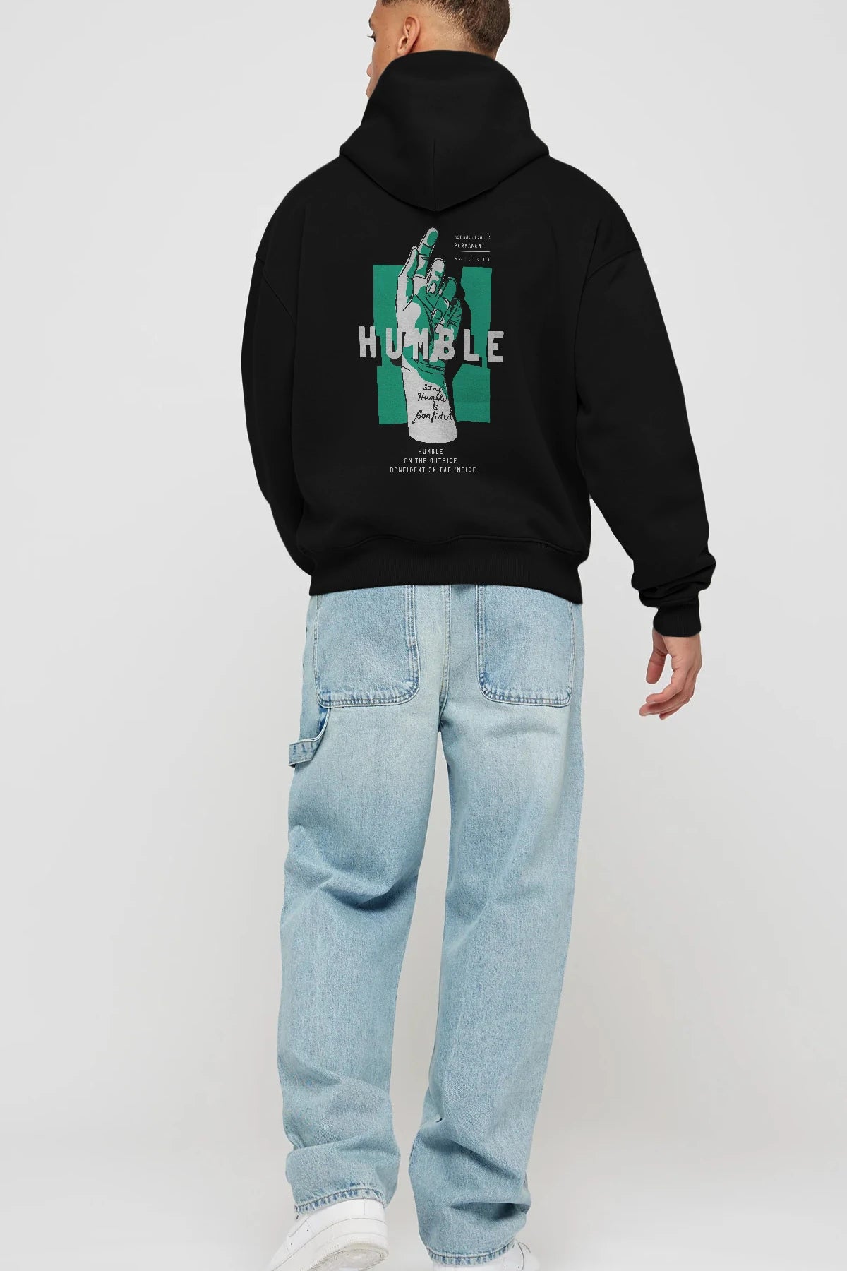 Humble Arka Baskılı Hoodie Oversize Kapüşonlu Sweatshirt Erkek Kadın Unisex