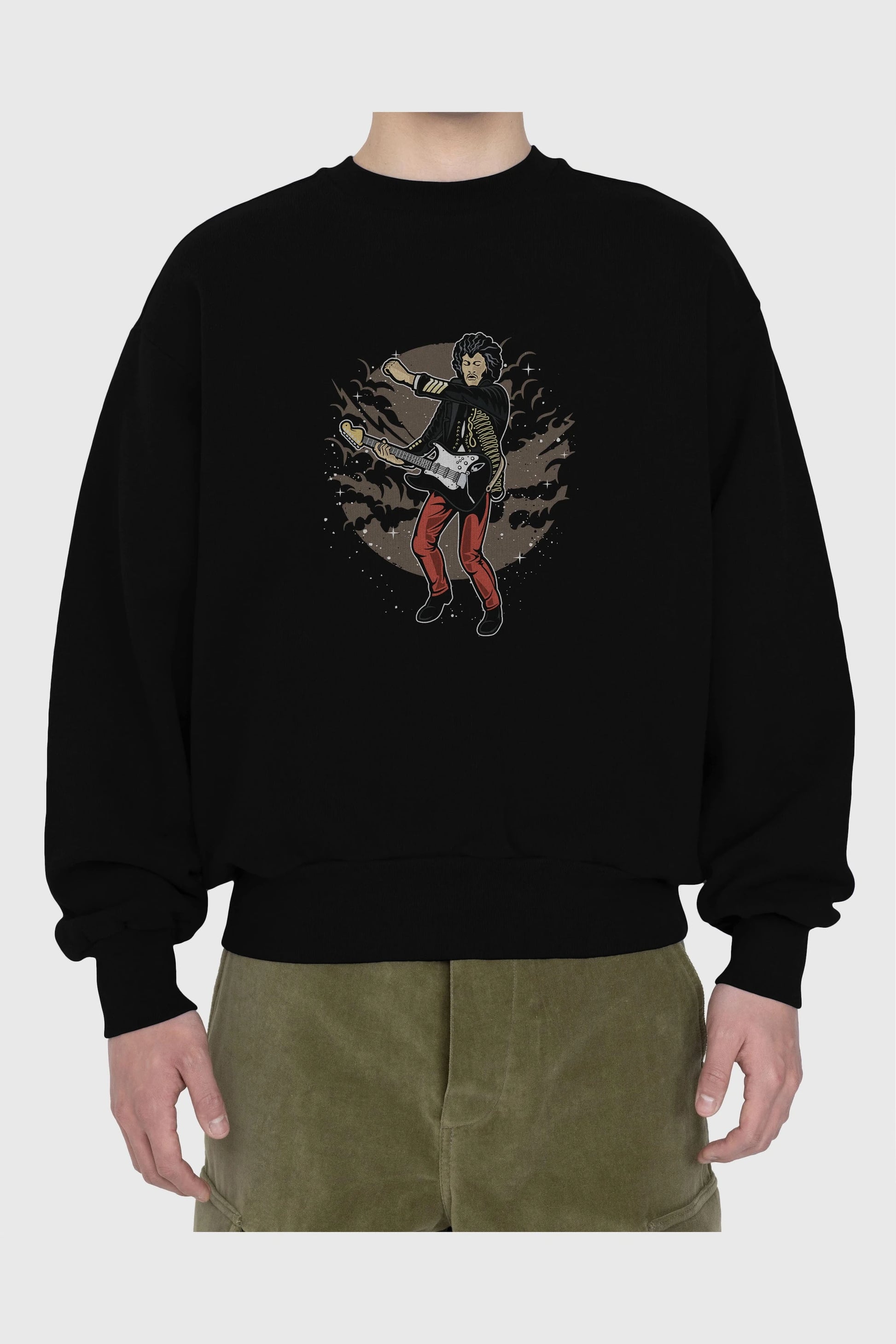 JIMMY HENDRIX Ön Baskılı Oversize Sweatshirt Erkek Kadın Unisex