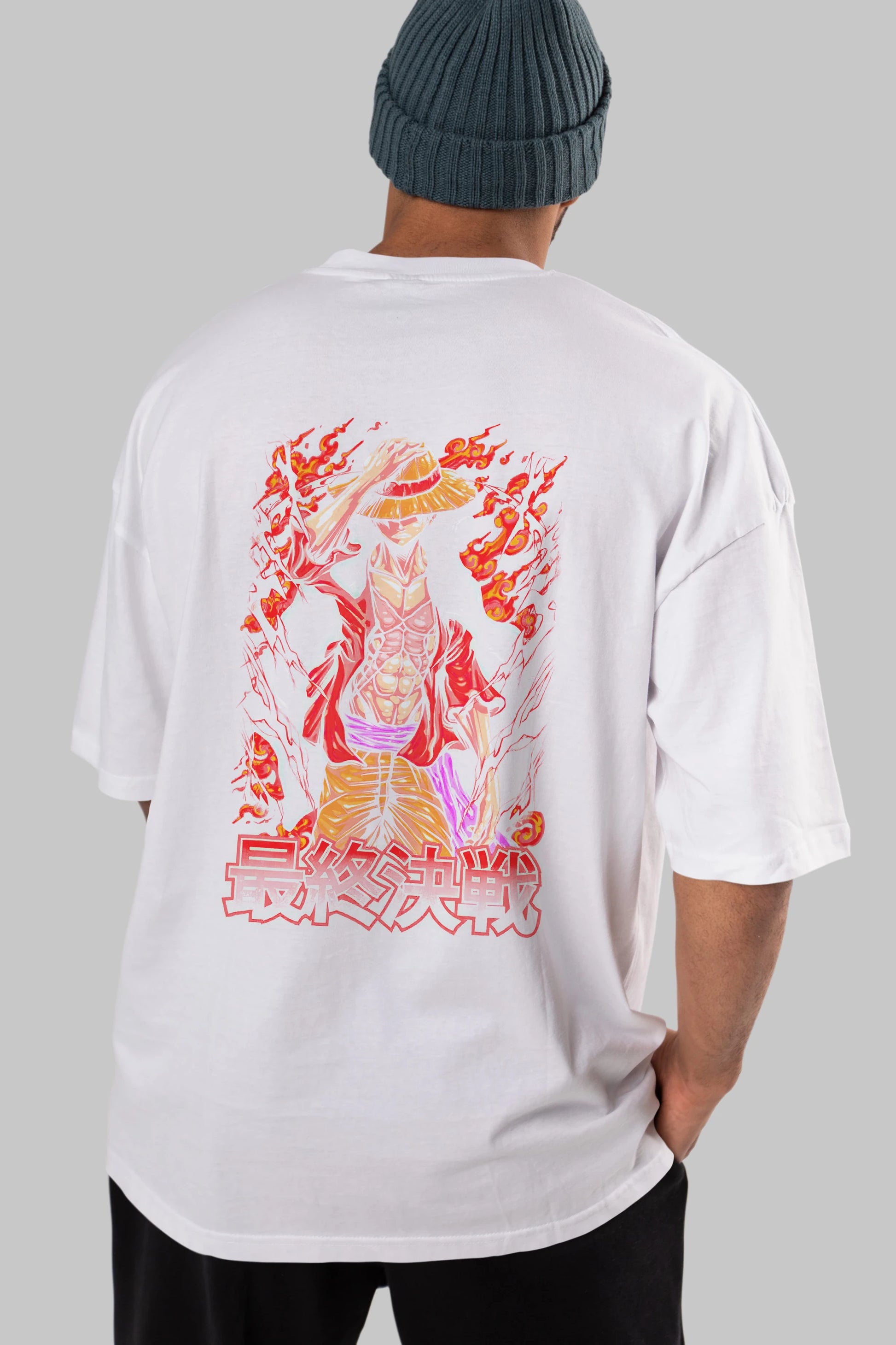 MONKEY D. LUFFY (3) Anime Arka Baskılı Oversize t-shirt Erkek Kadın Unisex