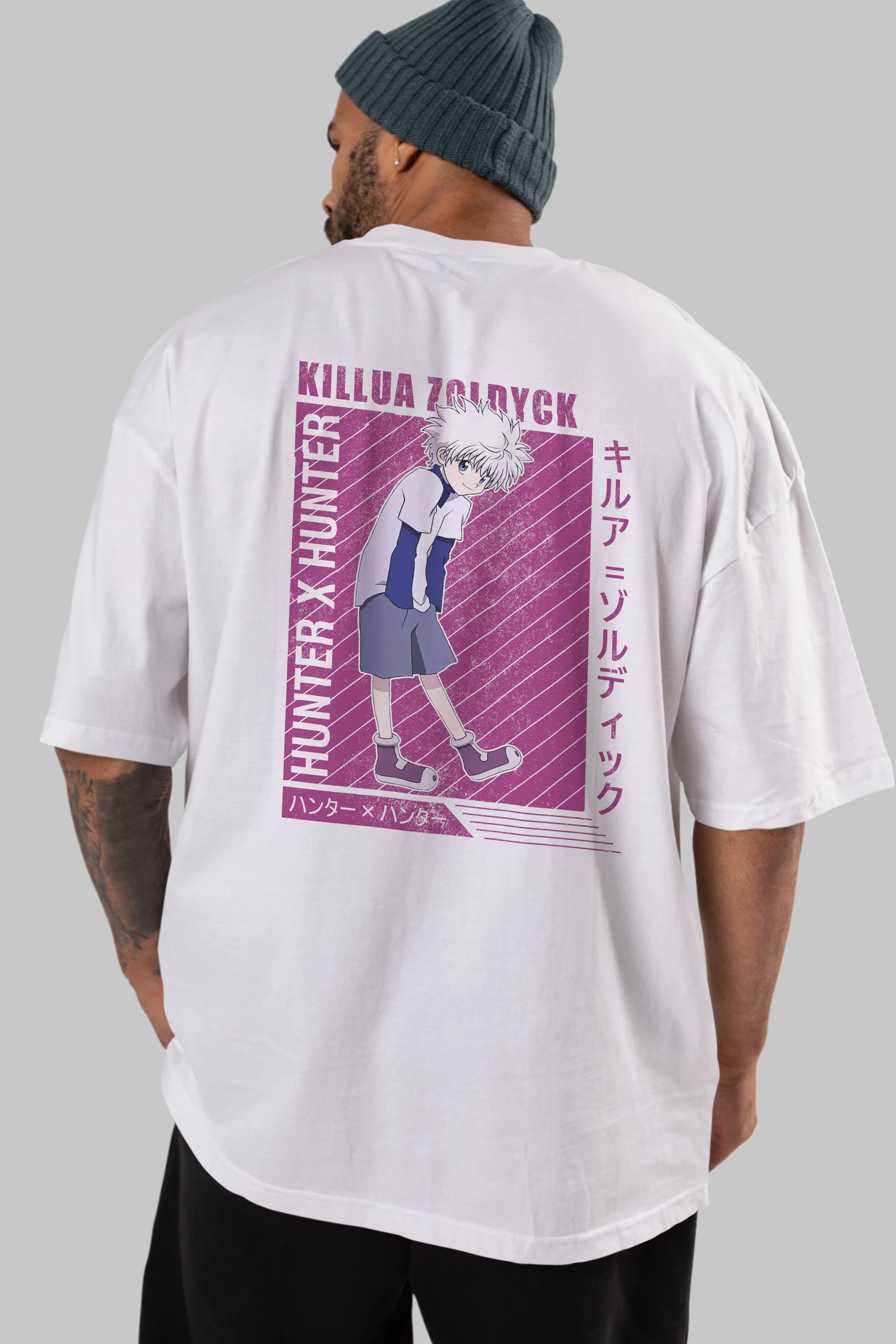 Killua Zoldyck 3 1 Anime Arka Baskılı Oversize t-shirt Erkek Kadın Unisex