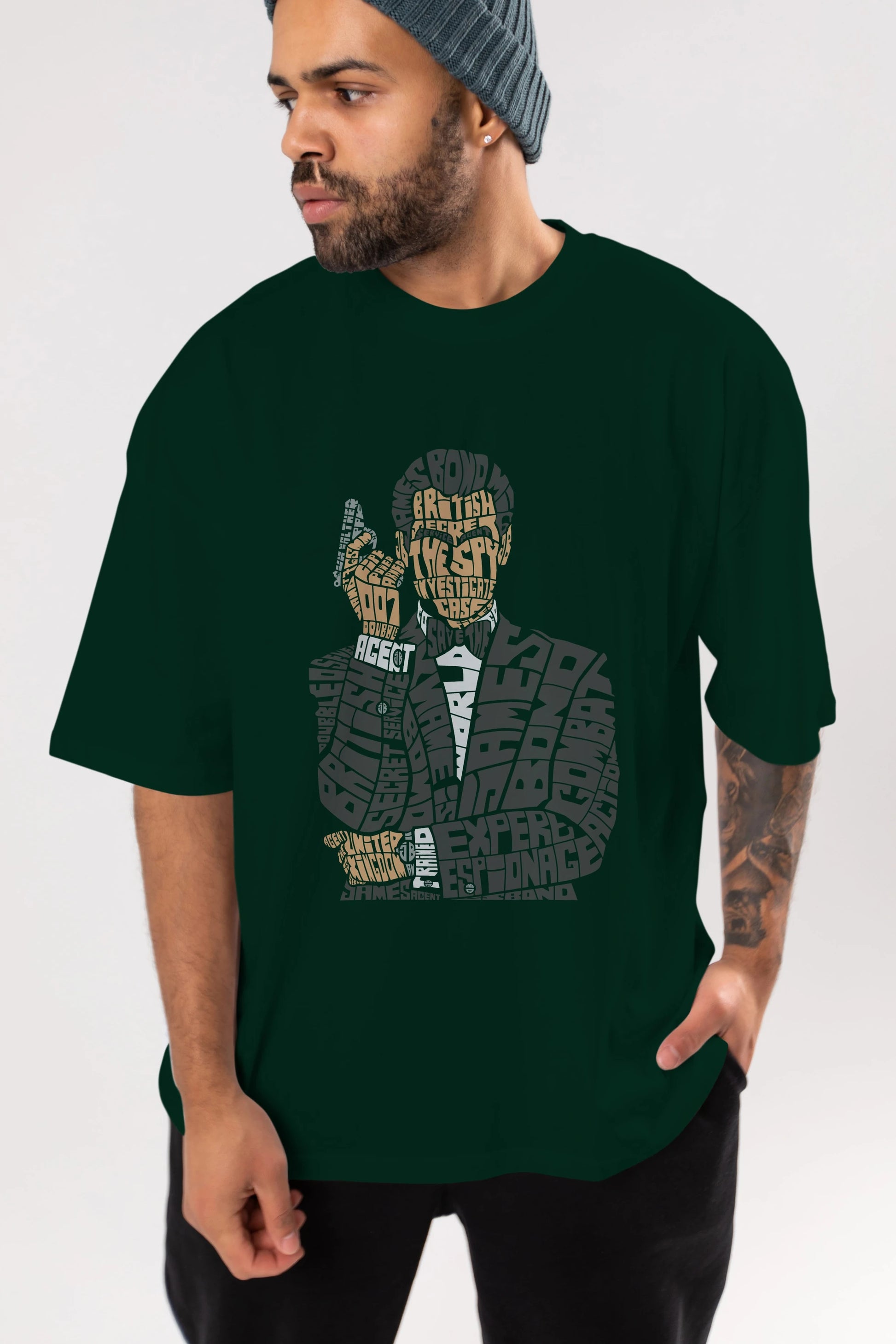 James Bond Ön Baskılı Oversize t-shirt %100 pamuk Erkek Kadın Unisex