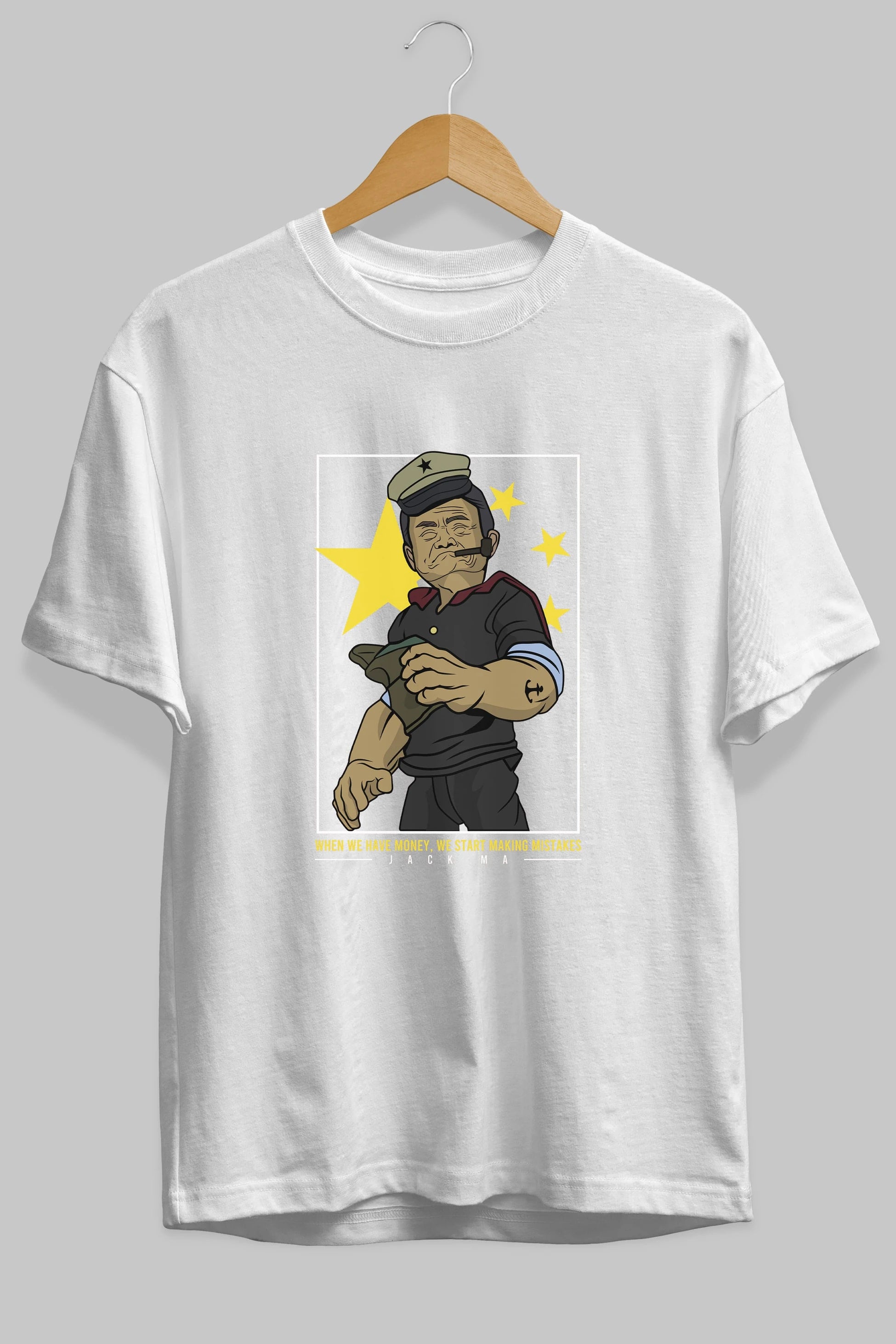 Popeye Jack Ma Ön Baskılı Oversize t-shirt Erkek Kadın Unisex %100 Pamuk tişort