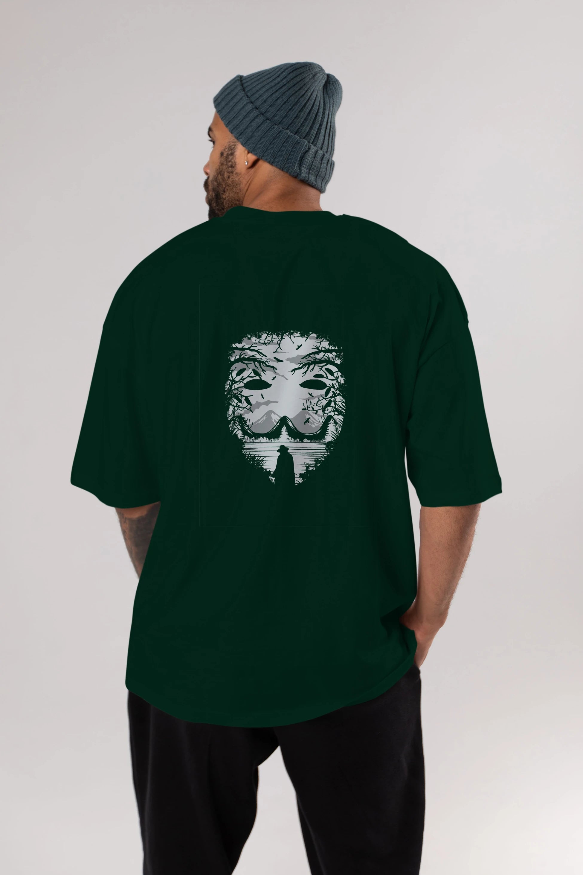 The Mask (2) Arka Baskılı Oversize t-shirt %100 pamuk Erkek Kadın Unisex