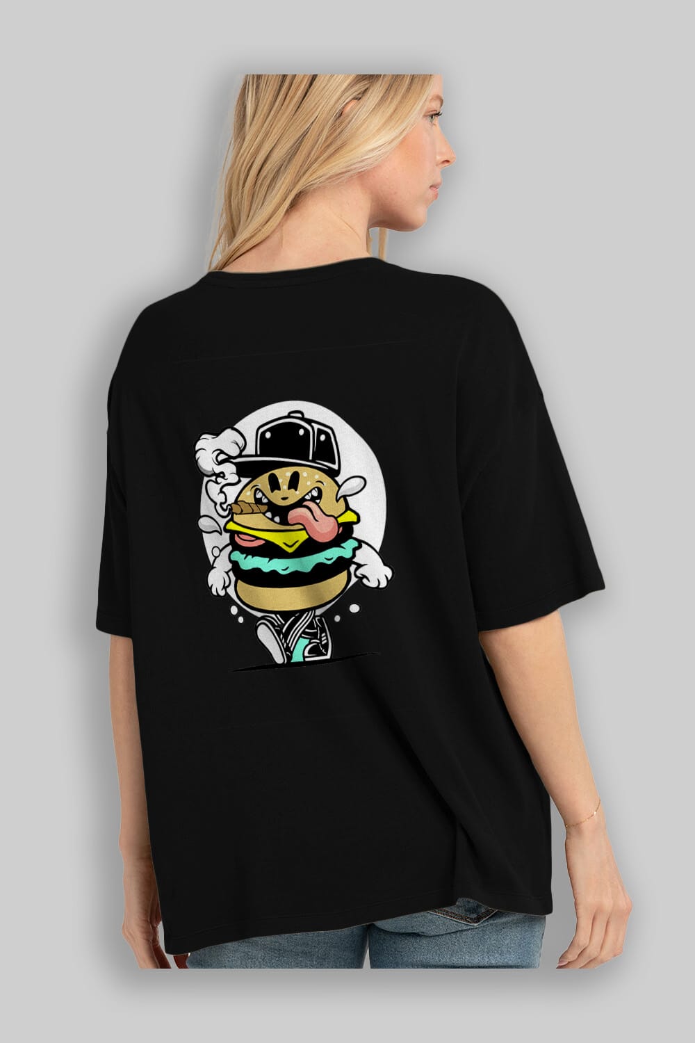 Burger Guy Arka Baskılı Oversize t-shirt Erkek Kadın Unisex %100 Pamuk tişort