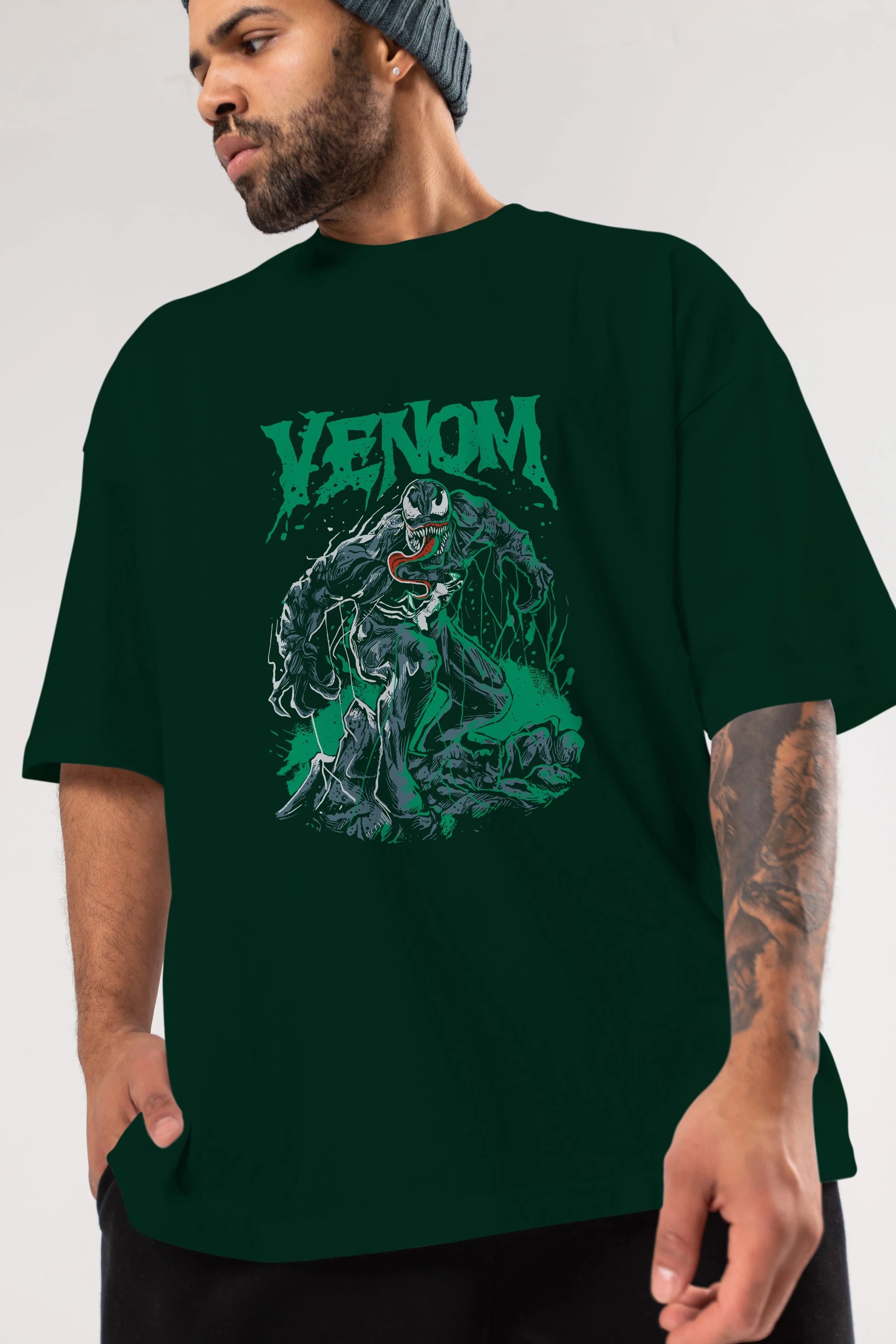 Venom (3) Ön Baskılı Oversize t-shirt Erkek Kadın Unisex %100 Pamuk Bisiklet Yaka tişort