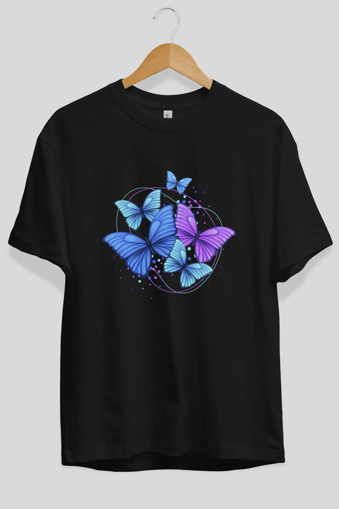 Kelebek Ön Baskılı Oversize t-shirt Erkek Kadın Unisex